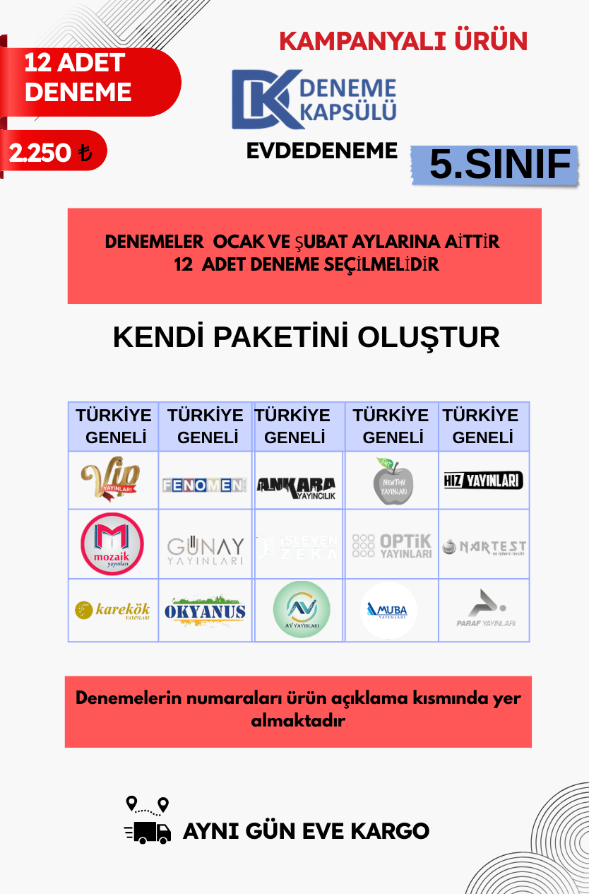 6 Sınıf Kendi Paketini Oluştur 12 Adet