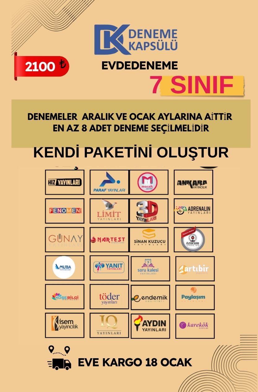 7 Sınıf Kendi Paketini Oluştur Türkiye Geneli Deneme Paketi 8 Li