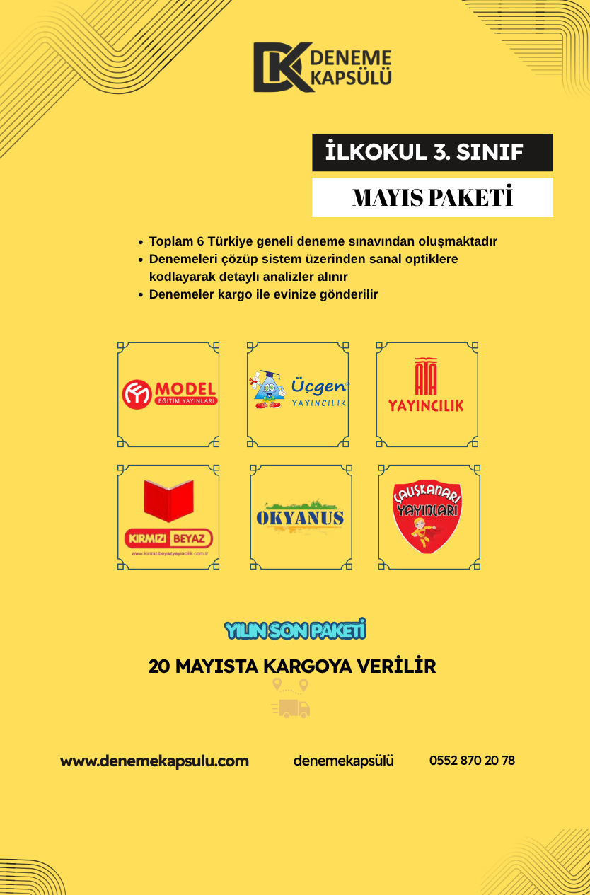 3.sınıf Türkiye Geneli Mayıs Ayı Deneme Pakati 6 Lı