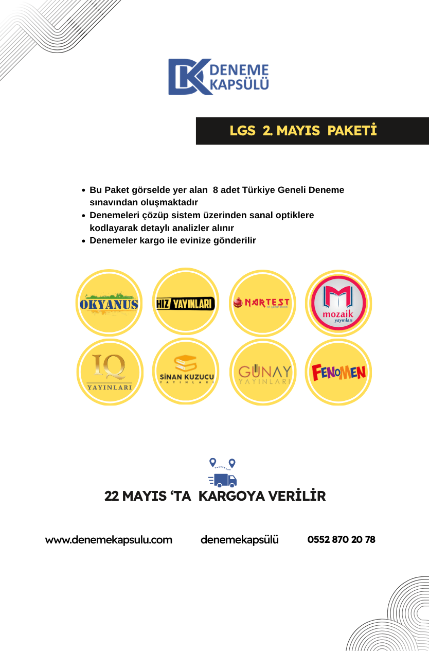 Lgs Türkiye Geneli Mayıs Deneme Paketi 8 Li
