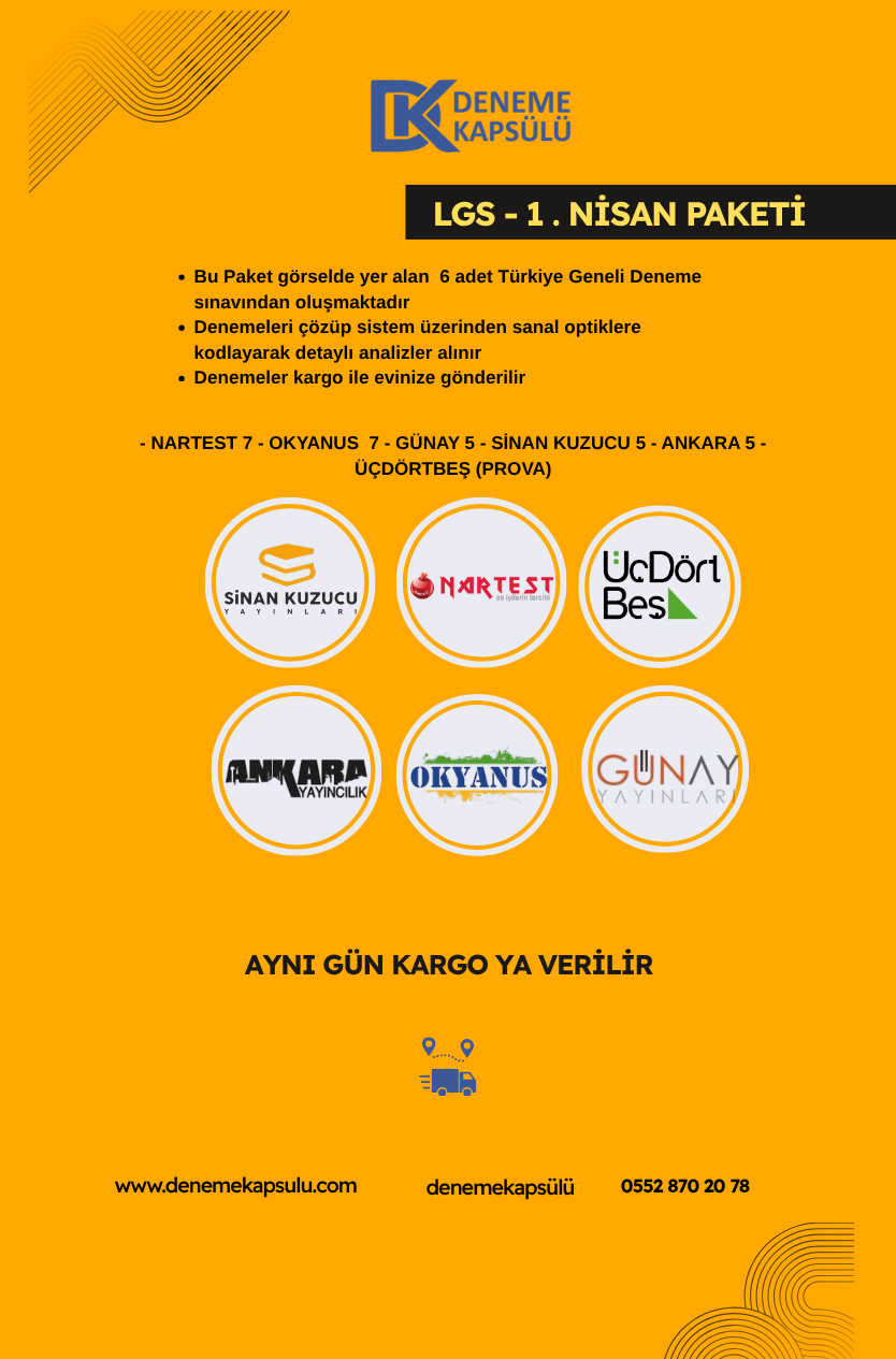 Lgs Nisan Ayı Türkiye Geneli Deneme Paketi 6 'li