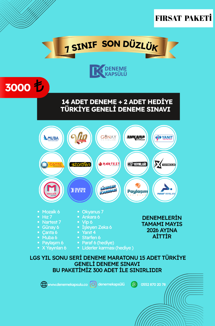 5 Sınıf 14 Lü Türkiye Geneli Son Düzlük Paketi