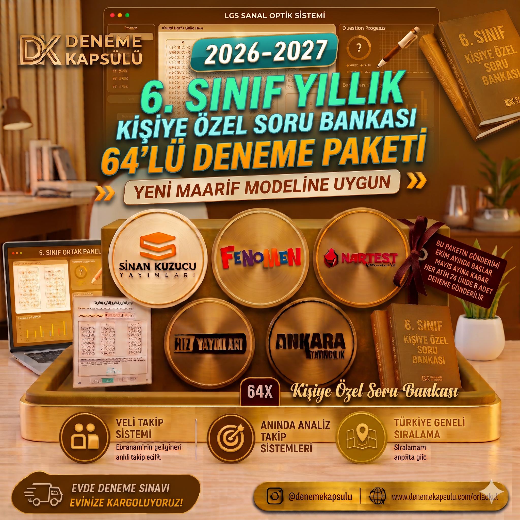 Kredi Kartına Vade Farksız 4 Taksit 2026 - 2027 6 Sınıf Yıllık Deneme Kulübü 64 Li + Bir Adet Kişiye Özel Soru Bankası