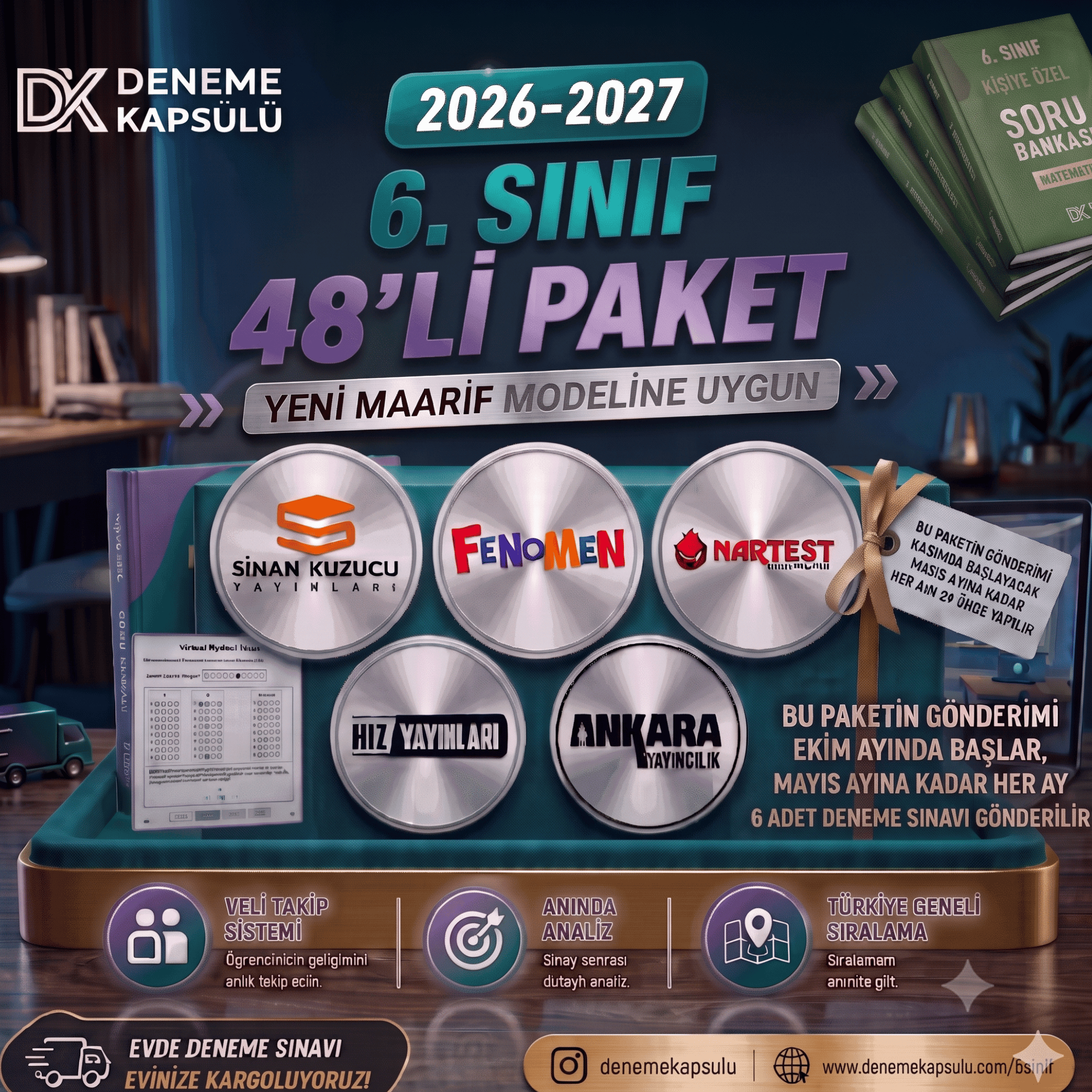 (2026 - 2027) 6. Sınıf Yıllık Deneme Kulübü 48 Li + Bir Adet Kişiye Özel Soru Bankası