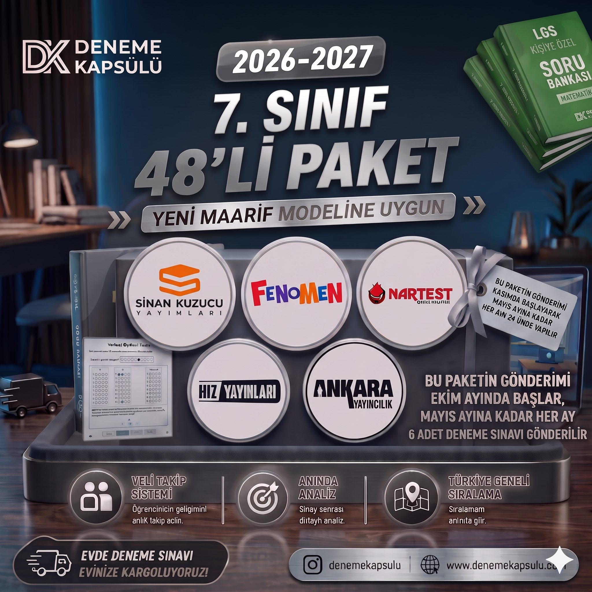 (2026 - 2027) 7. Sınıf Yıllık Deneme Kulübü 48 Li + Bir Adet Kişiye Özel Soru Bankası