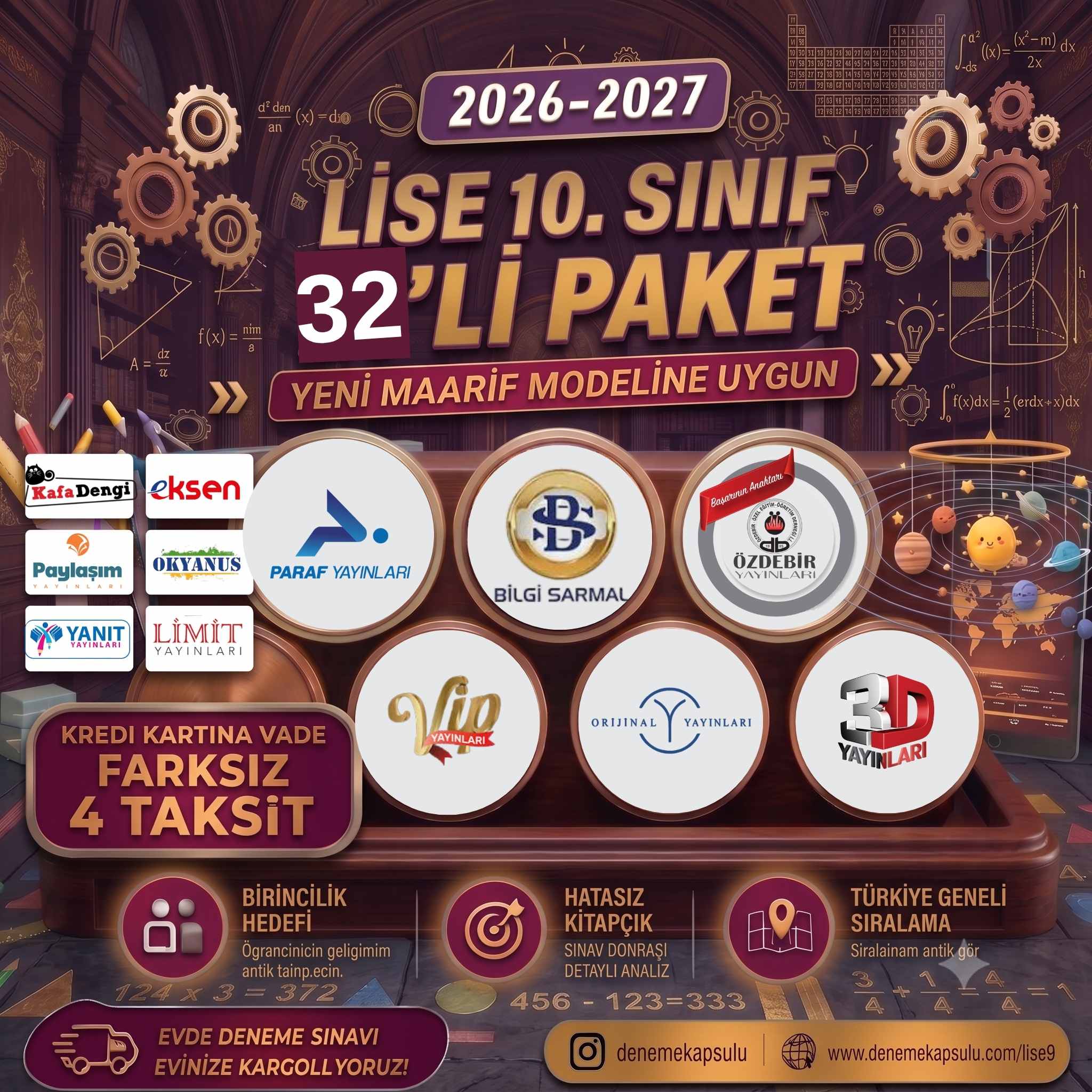 10. Sınf 2026 -2027 Dönemi Türkiye Geneli Deneme Paketi 32 Li