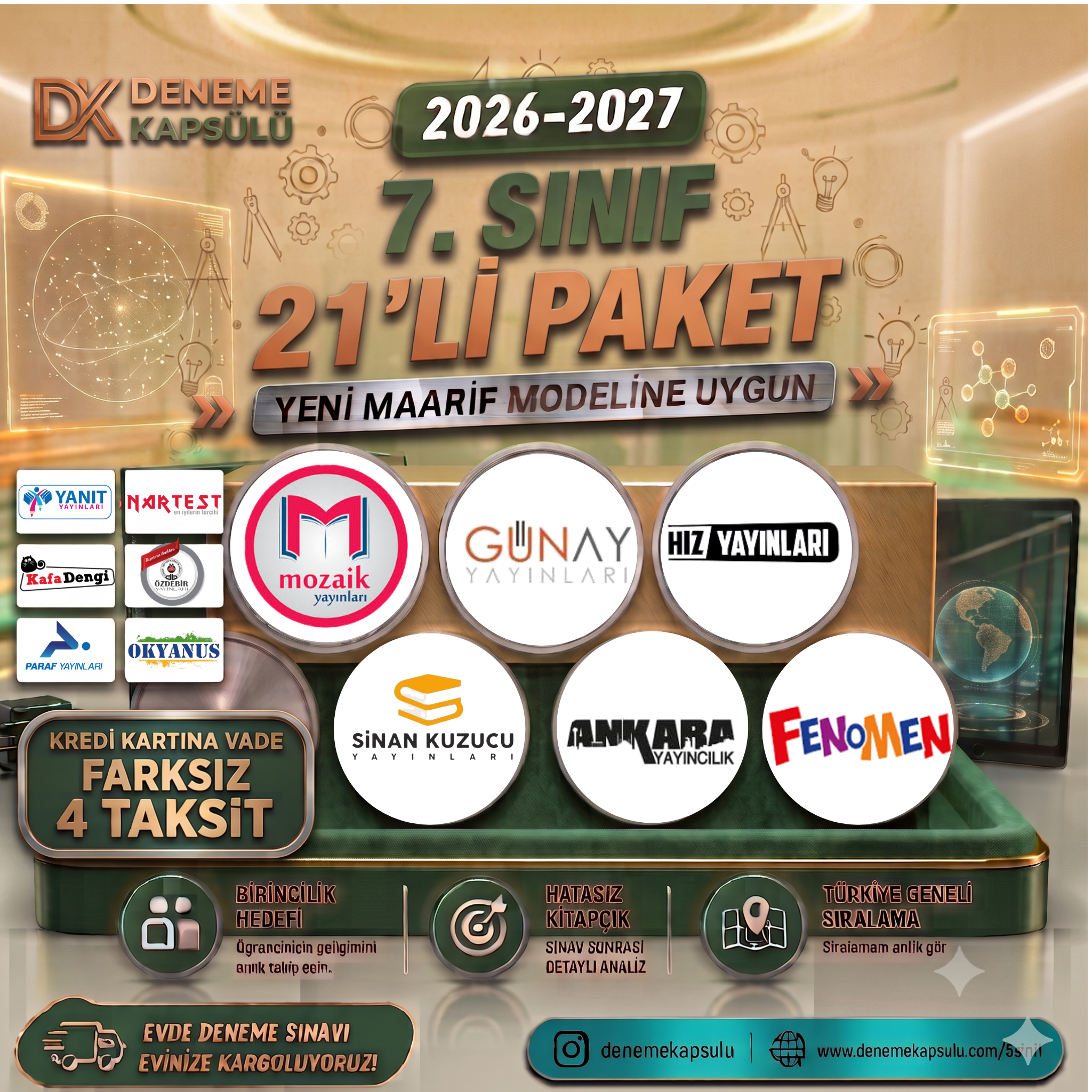 7 Sınıf 2026-2027 Dönemi Türkiye Geneli Deneme Paketi 21 Lı Deneme Paketi Kredi Kartına Vade Farksız 4 Taksit