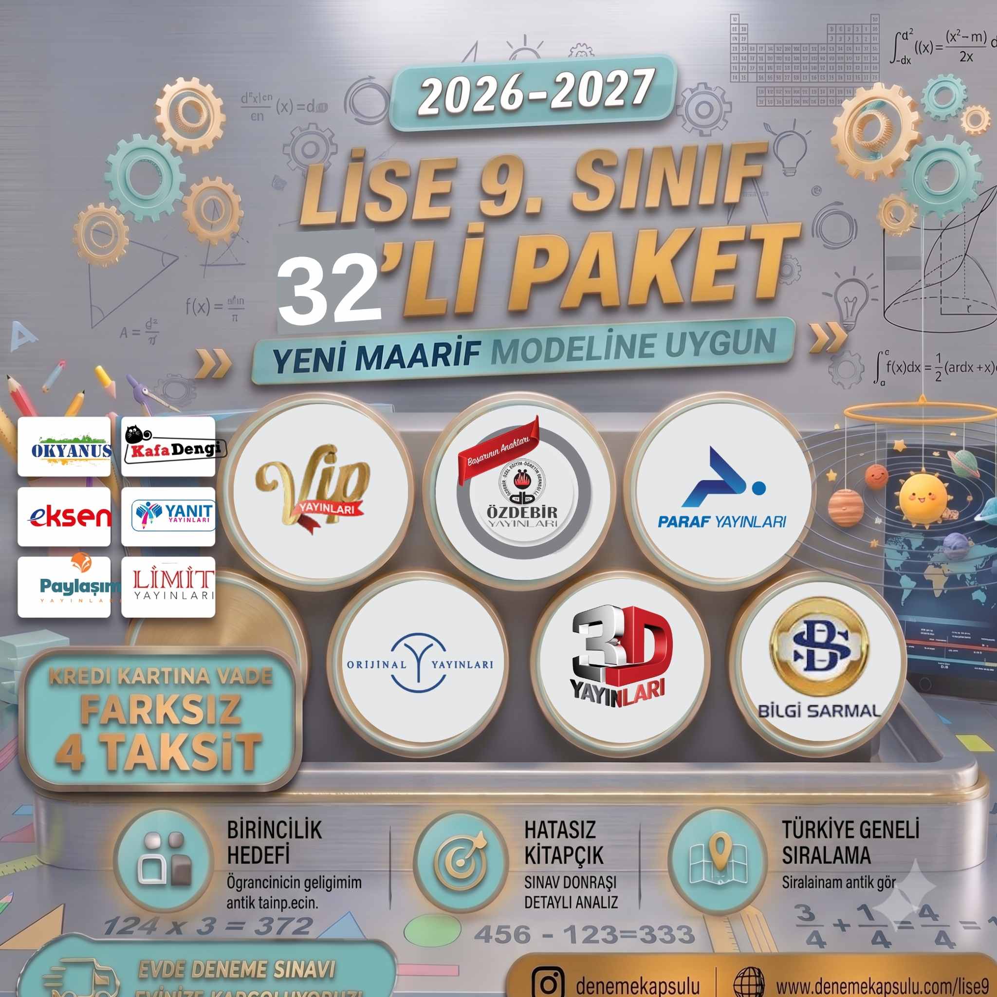 9. Sınf 2026 -2027 Dönemi Türkiye Geneli Deneme Paketi 32 Li