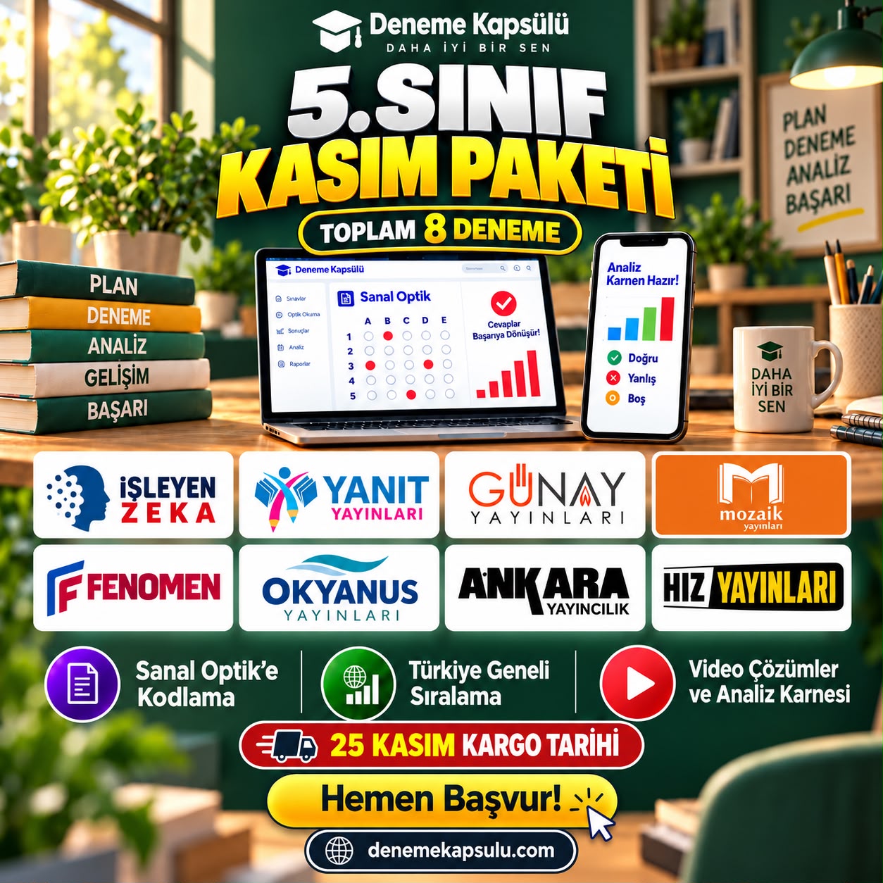5 Sınıf Kasım Türkiye Geneli Deneme Sınavı Paketi 8 Lı