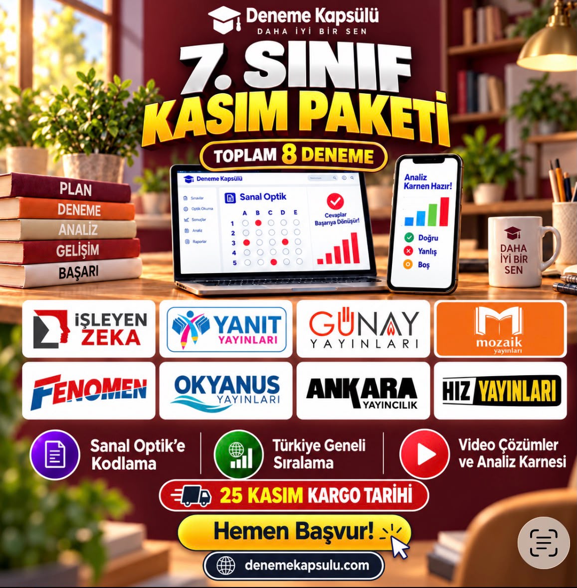 7 Sınıf Kasım Türkiye Geneli Deneme Sınavı Paketi 8 Lı