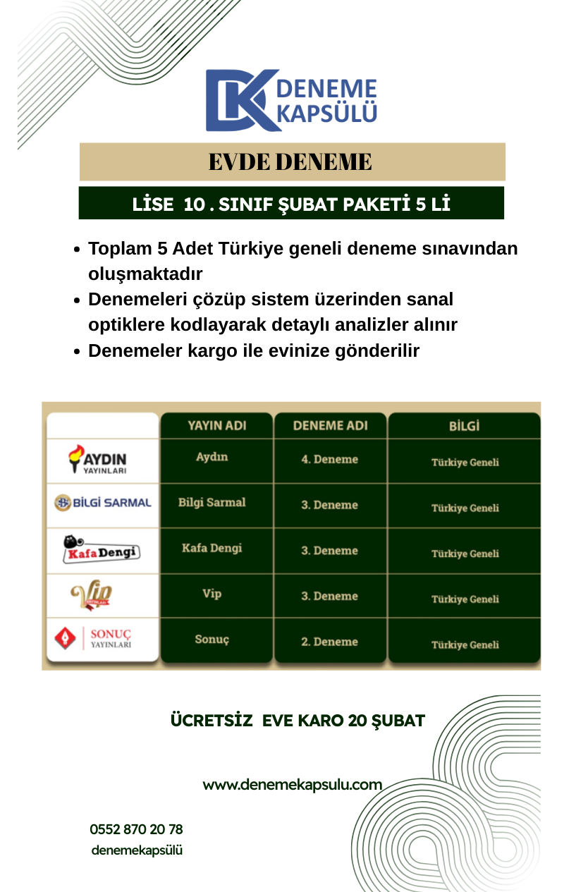 10. Sınıf Şubat Paketi 5 Li Türkiye Geneli