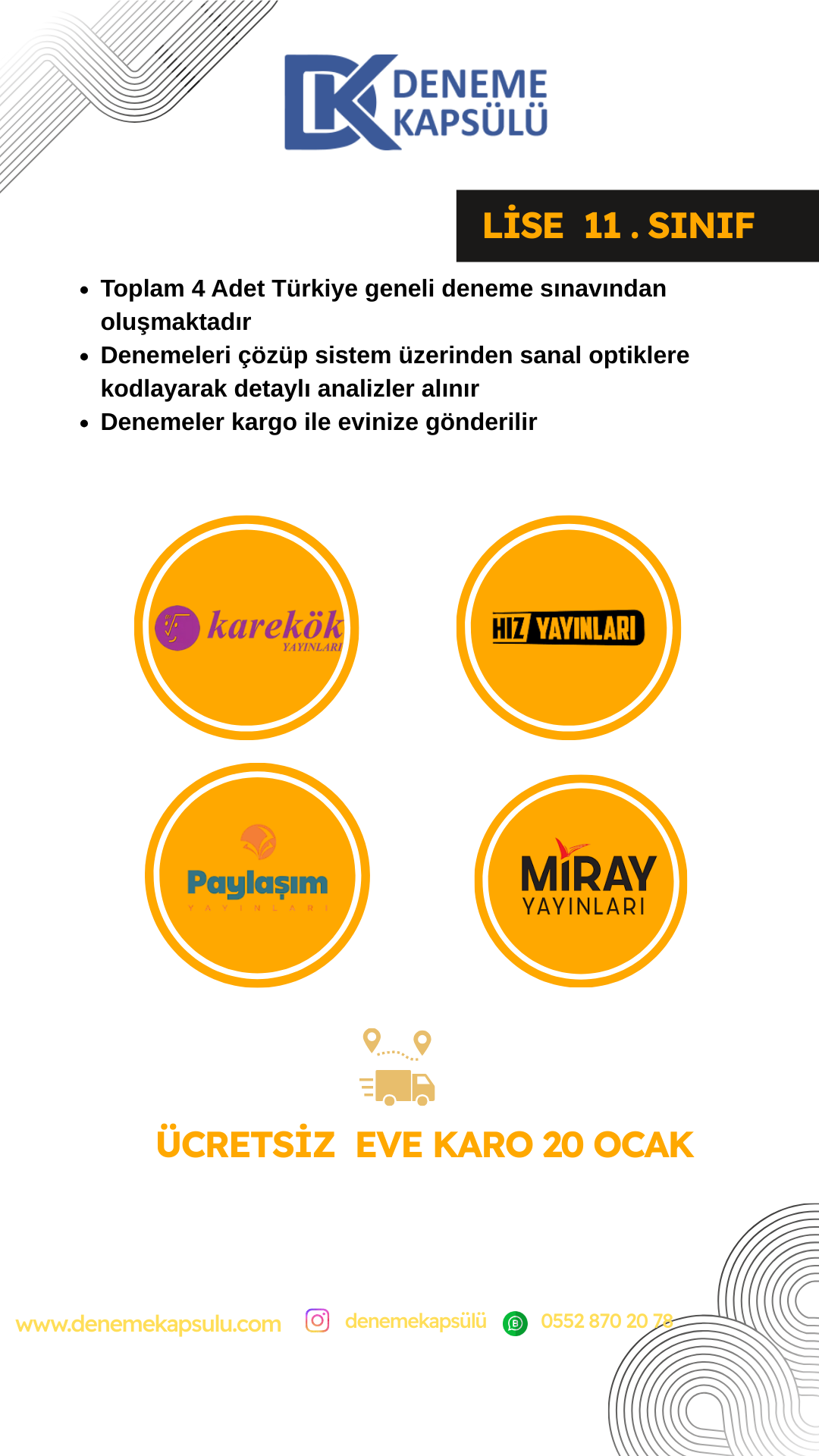11 .sınıf Türkiye Geneli Deneme Sınavı 4 Adet Ocak
