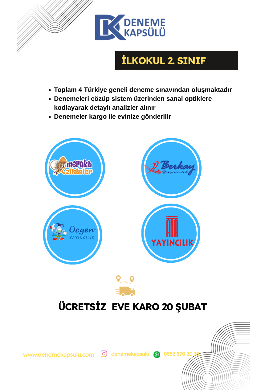 2 Sınıf Türkiyegeneli Şubat Paketi 4 Lü
