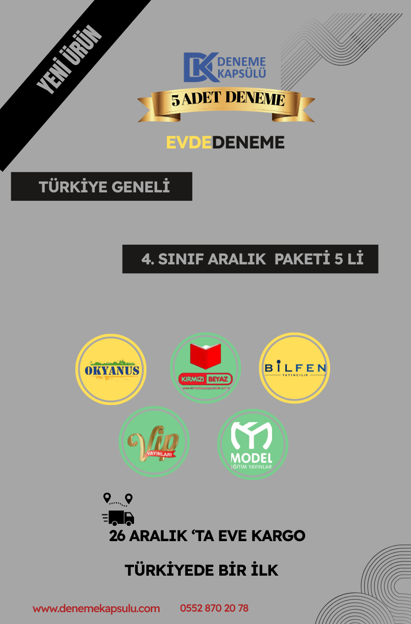 4. Sınıf Aralık Ayı Türkiye Geneli Deneme Paketi 5'li