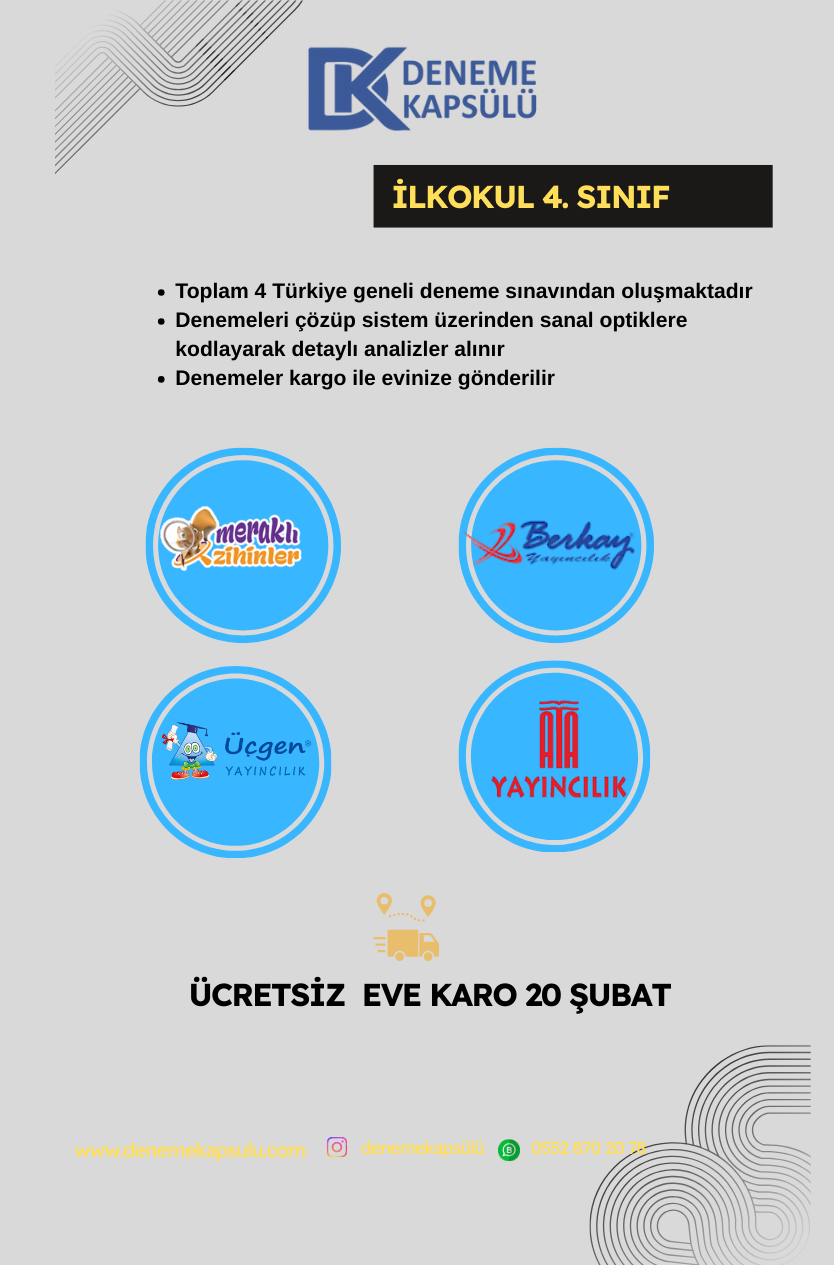 4 Sınıf Türkiyegeneli Şubat Paketi 4 Lü