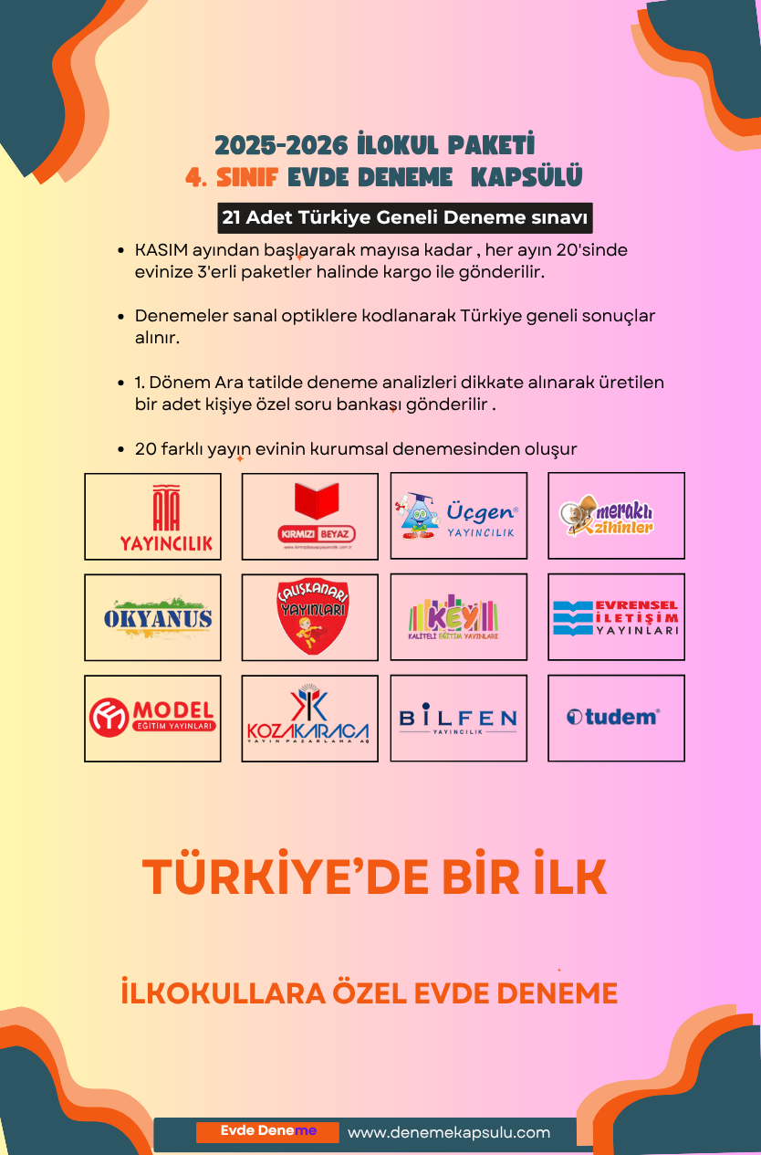 4.sınıf Türkiye Geneli 2025-2026 Yıllık Deneme Sınavı Aboneligi