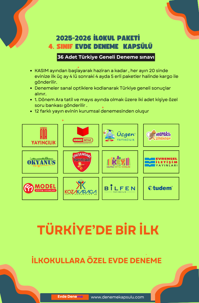4.sınıf Türkiye Geneli 2025-2026 Yıllık Deneme Sınavı Aboneligi