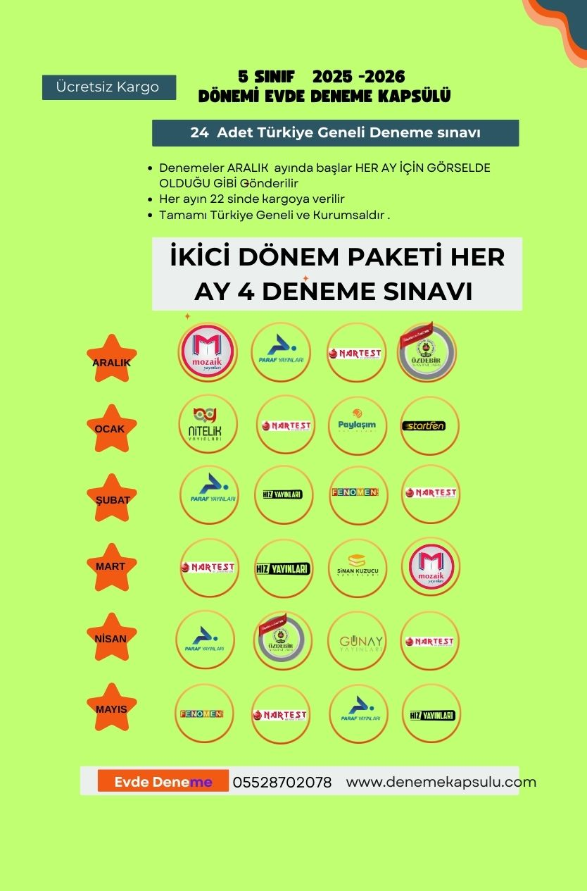 5. Sınıf 24 Lü Türkiye Geneli Deneme Sınavı Paketi