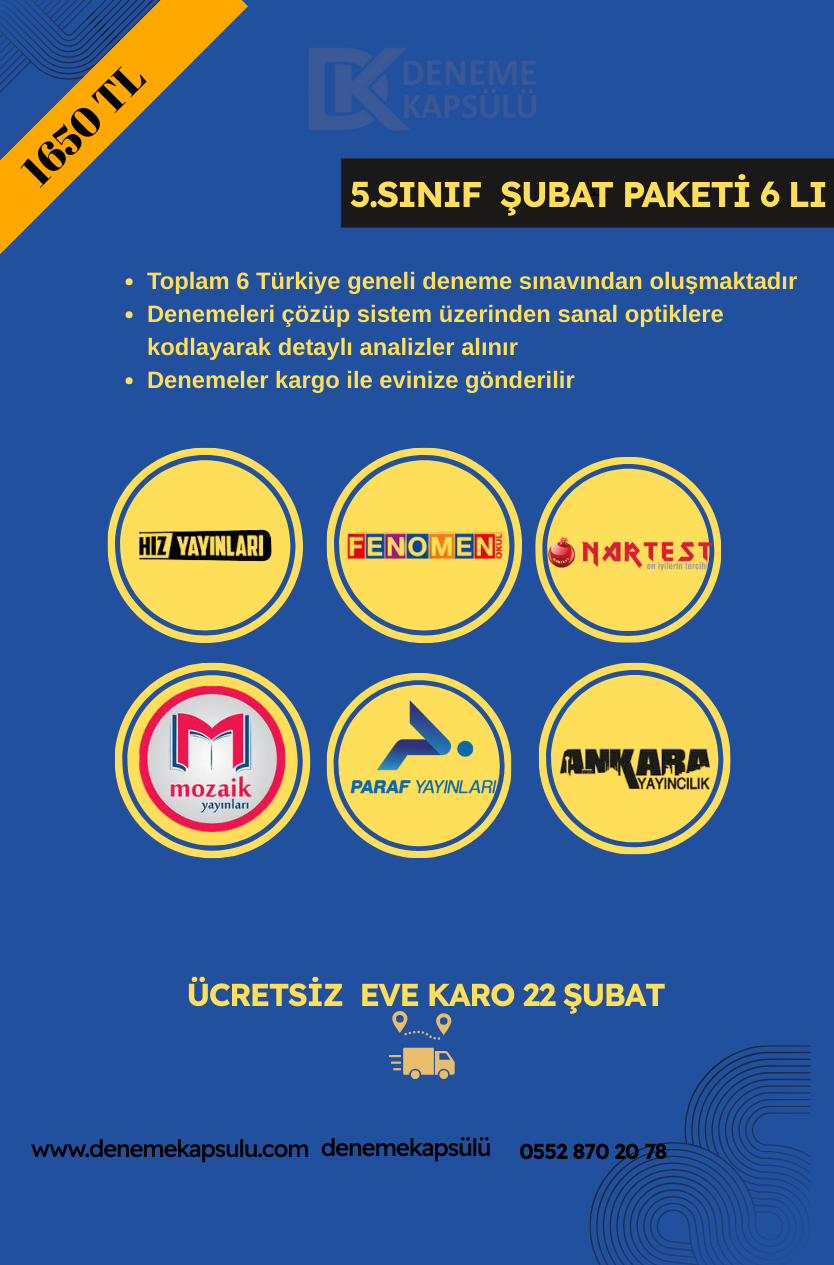 5 Sınıf Türkiye Geneli Şubat Paketi 6 Lı