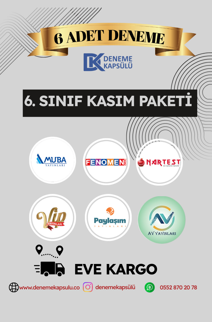 6. Sınıf Kasım Ayı Türkiye Geneli 6'lı Deneme Paketi