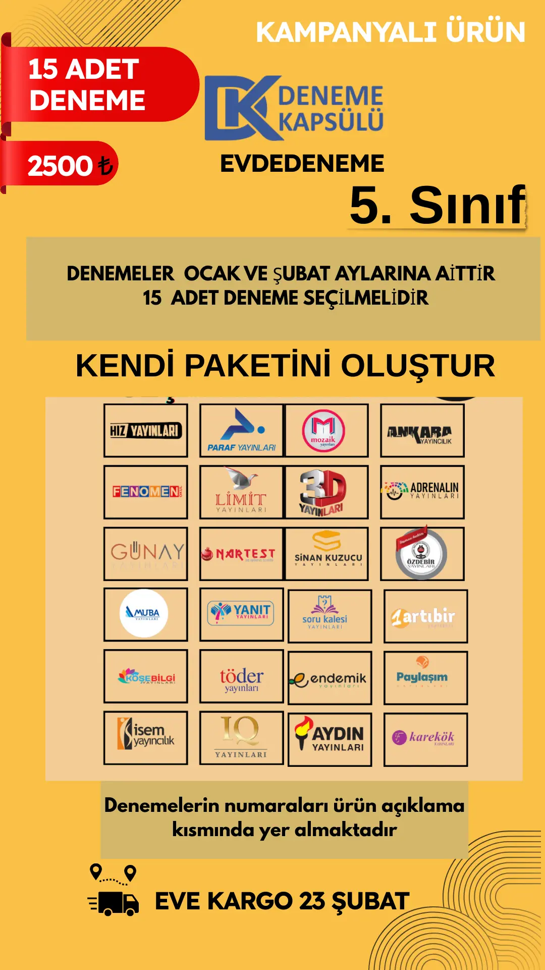 5 Sınıf Kendi Paketini Oluştur 10 Adet
