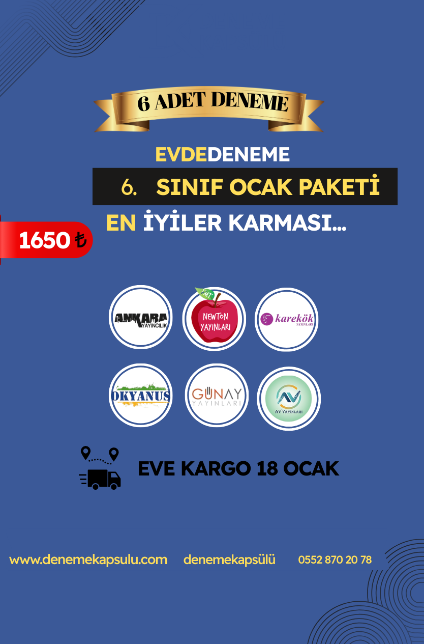 6. Sınıf Ocak Ayı Türkiye Geneli Deneme Paketi 6 Lı