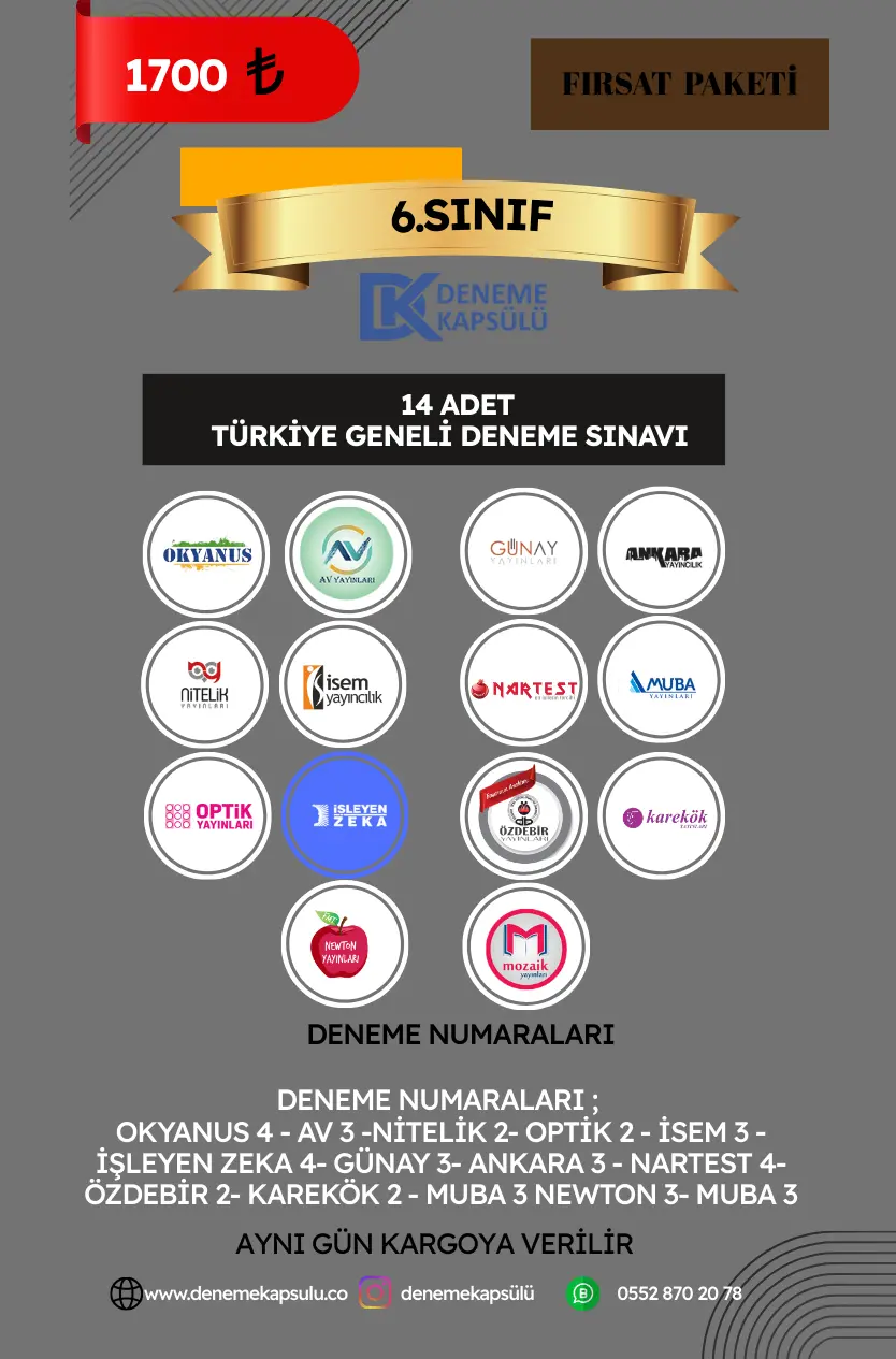6. Sınıf Türkiye Geneli Fırsat Paketi 14 Adet