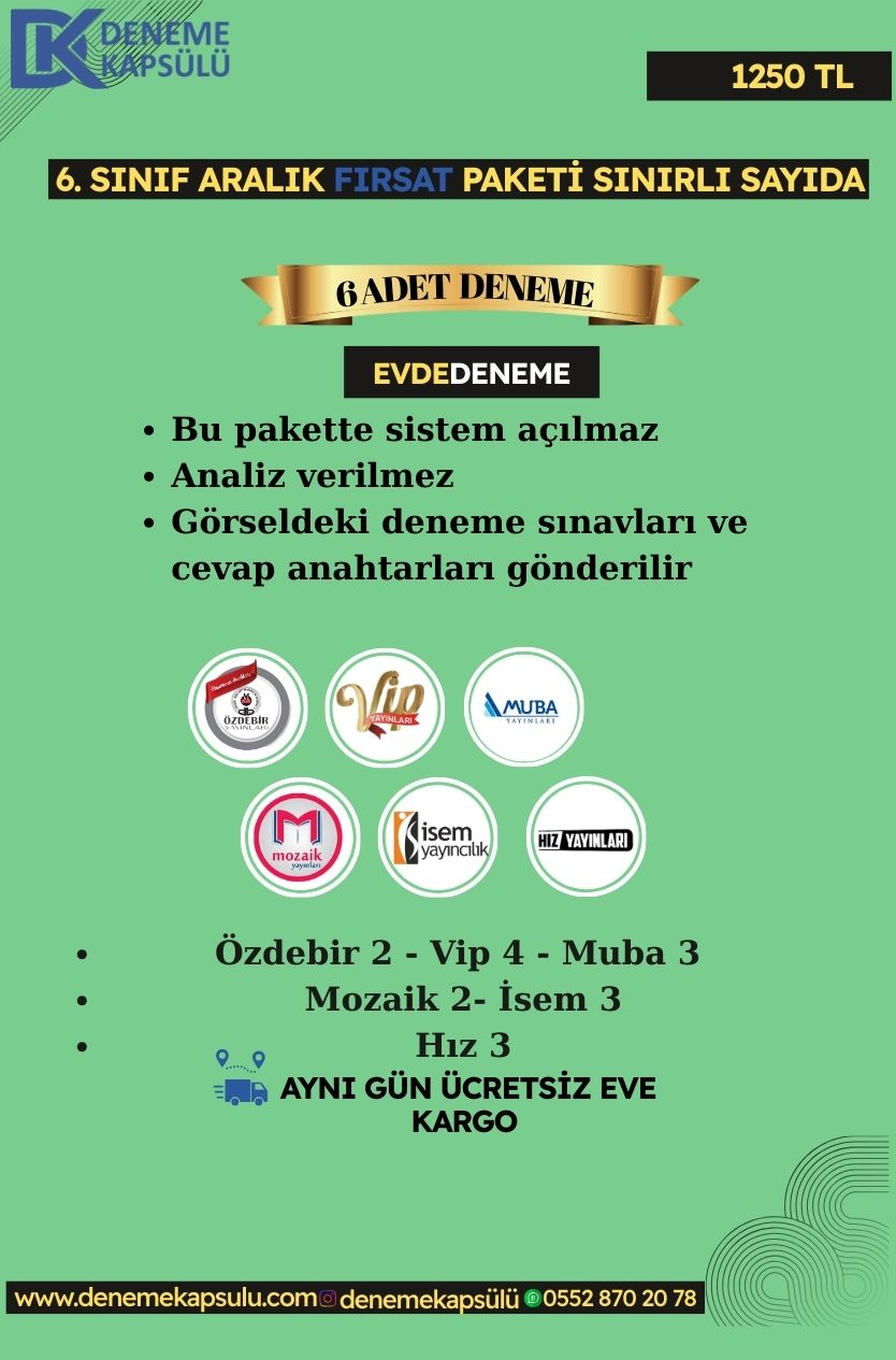 6 Sınıf Türkiye Geneli Fırsat Paketi 6 Li