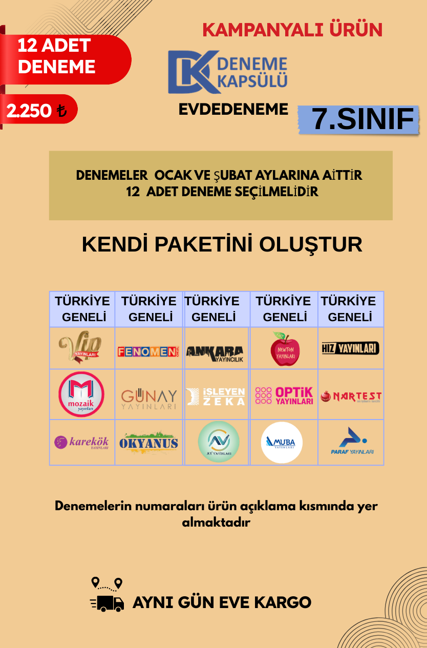 7 Sınıf Kendi Paketini Oluştur 12 Adet