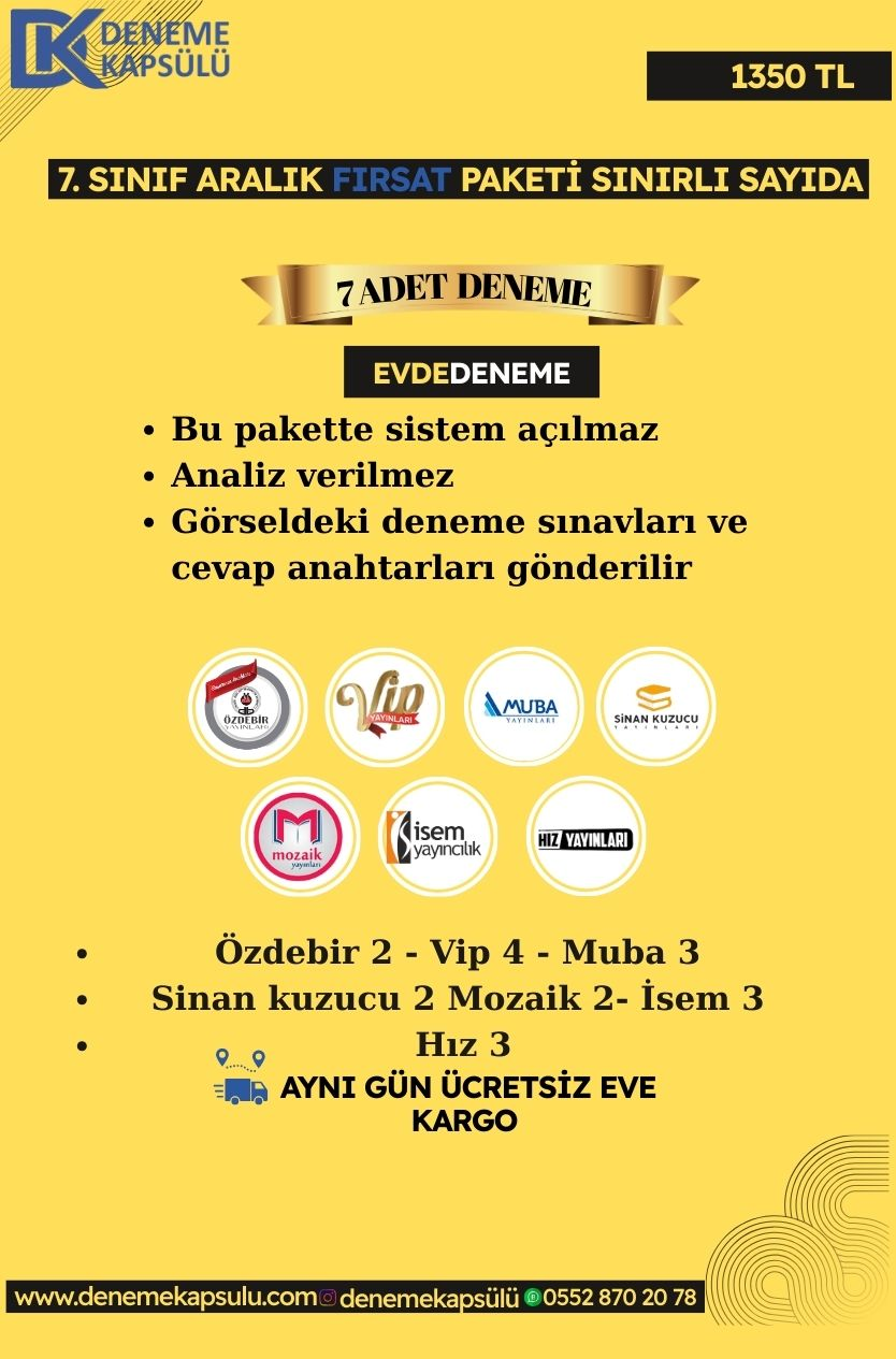 7. Sınıf Türkiye Geneli Fırsat Paketi 7'li