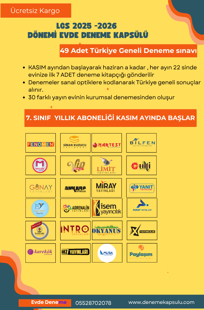 7 Sınıf Türkiye Geneli Yıllık Deneme Sınavı Aboneligi 49 Lu (kasımdan Itibaren)