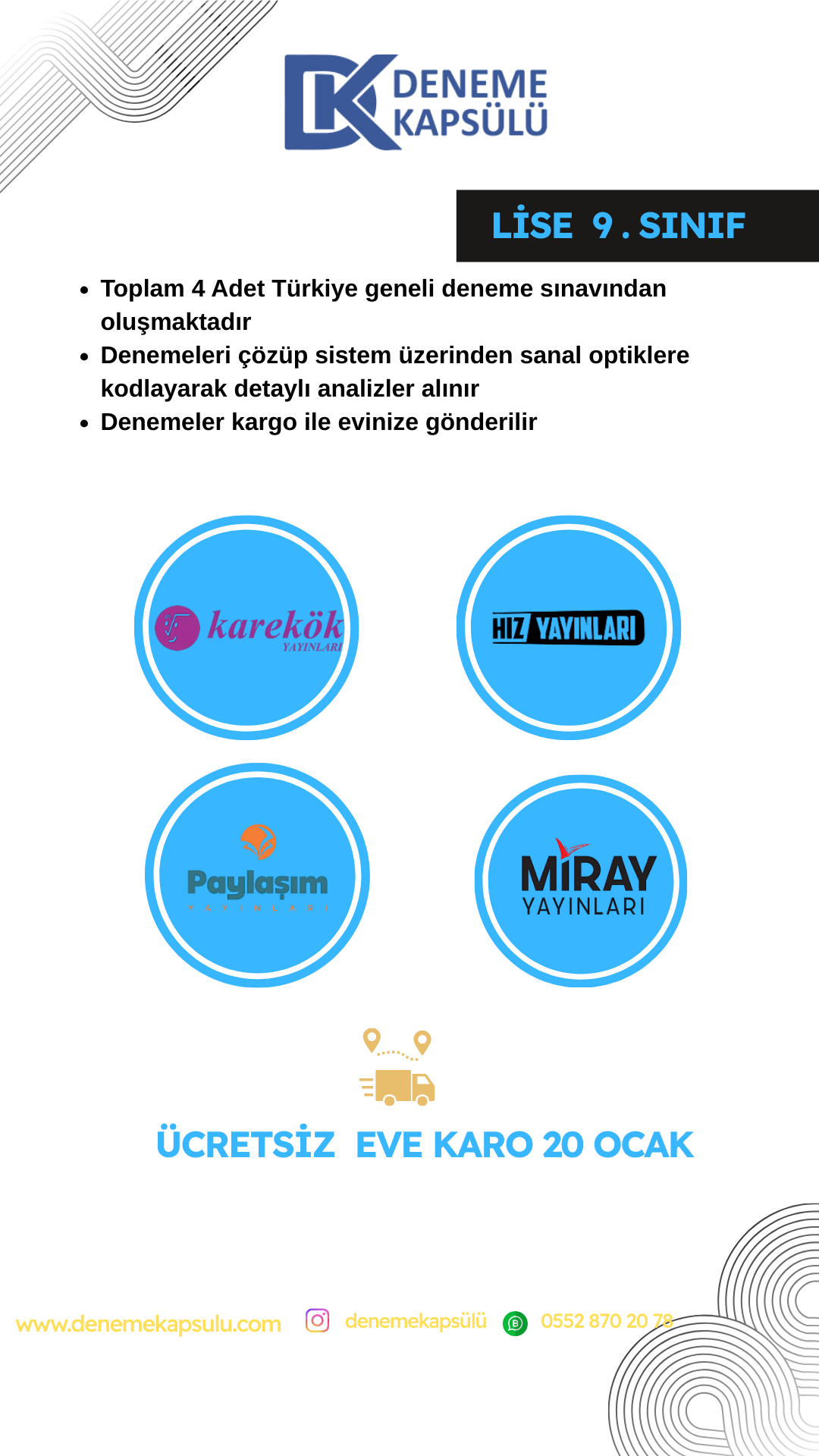 9 .sınıf Türkiye Geneli Deneme Sınavı 4 Adet Ocak Paketi