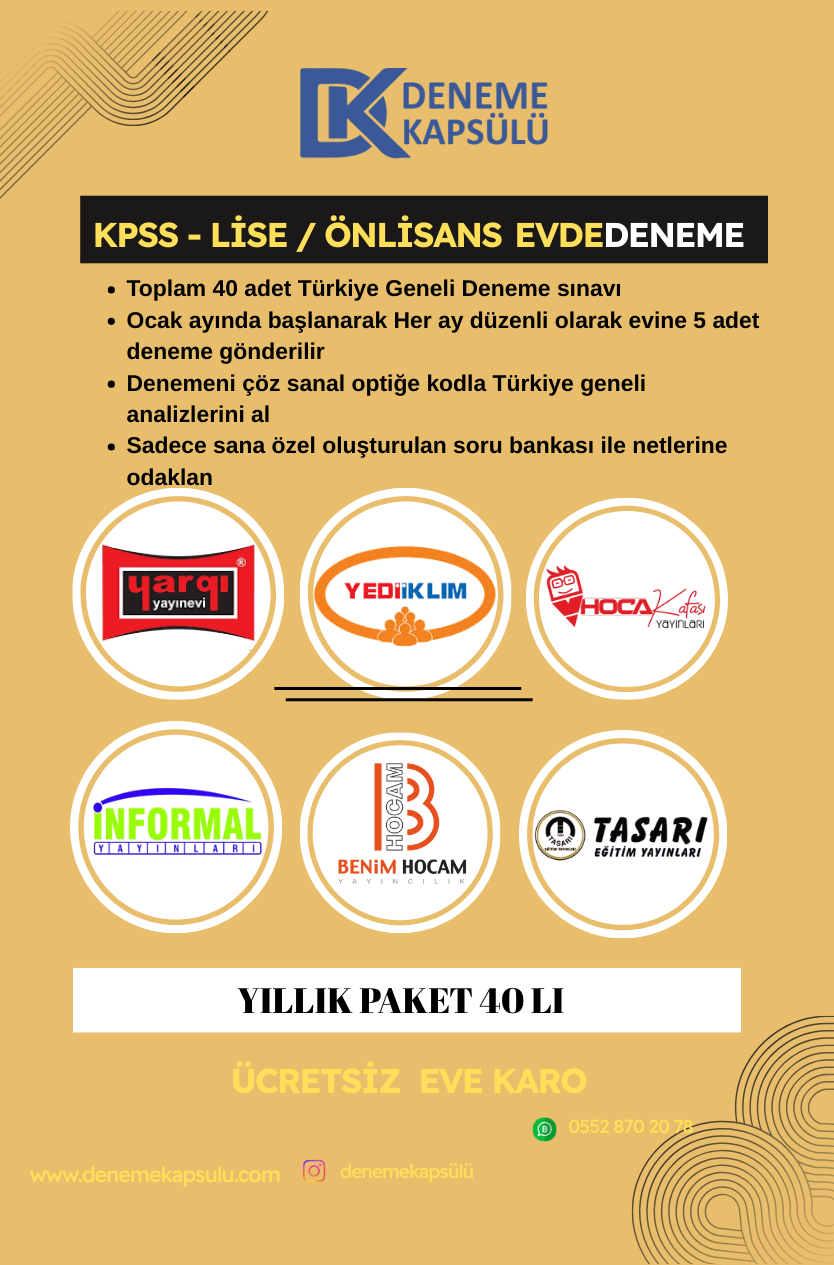 Kpss Önlisans / Lise Yıllık Paket 40 Lı + Bir Adet Kişiye Özel Soru Bankası