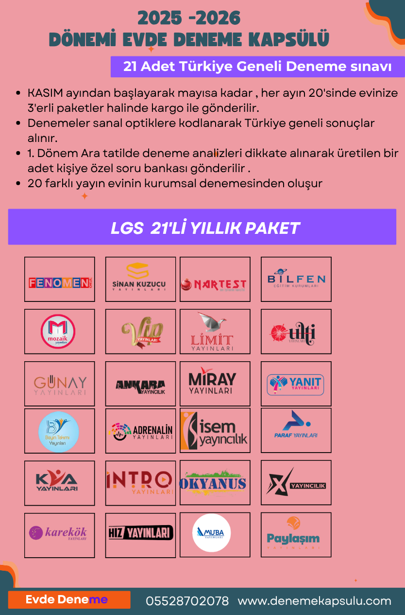 Lgs 21'li Türkiye Geneli Deneme Paketi 2025 - 2026