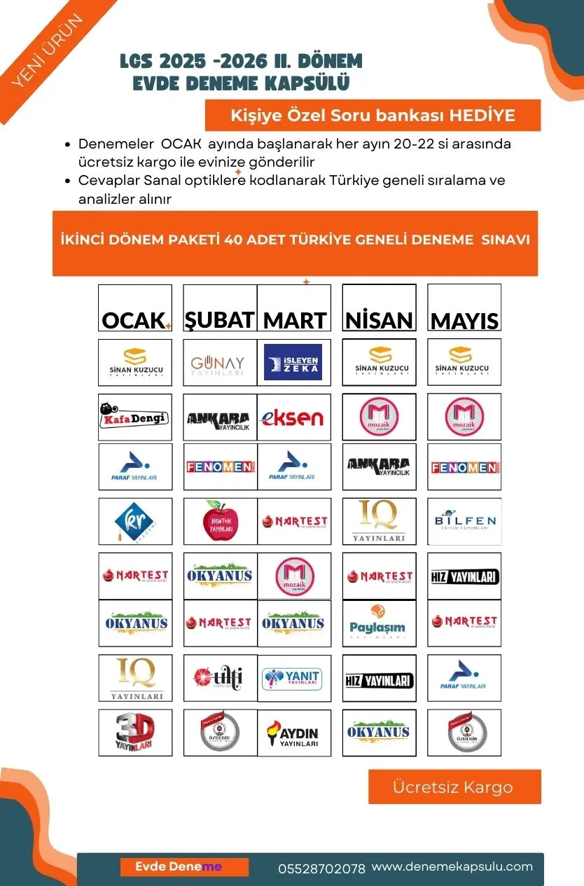 Lgs Iı. Dönem Deneme Paketi 40 Lı Kişiye Özel Soru Bankası Hediyeli