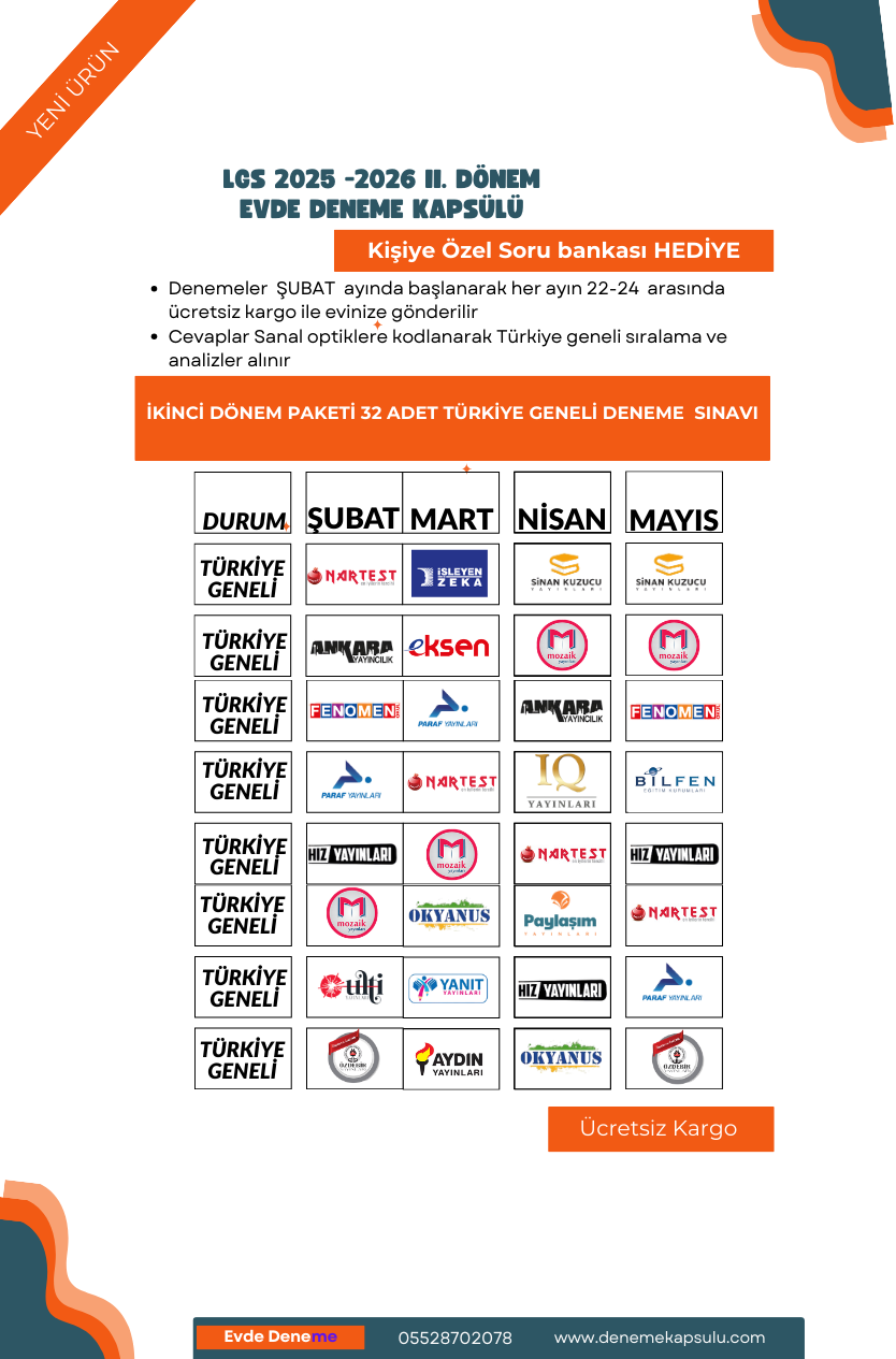 Lgs Iı.dönem Türkiye Geneli Deneme Paketi 32 Li +vkişiye Özel Soru Bankası
