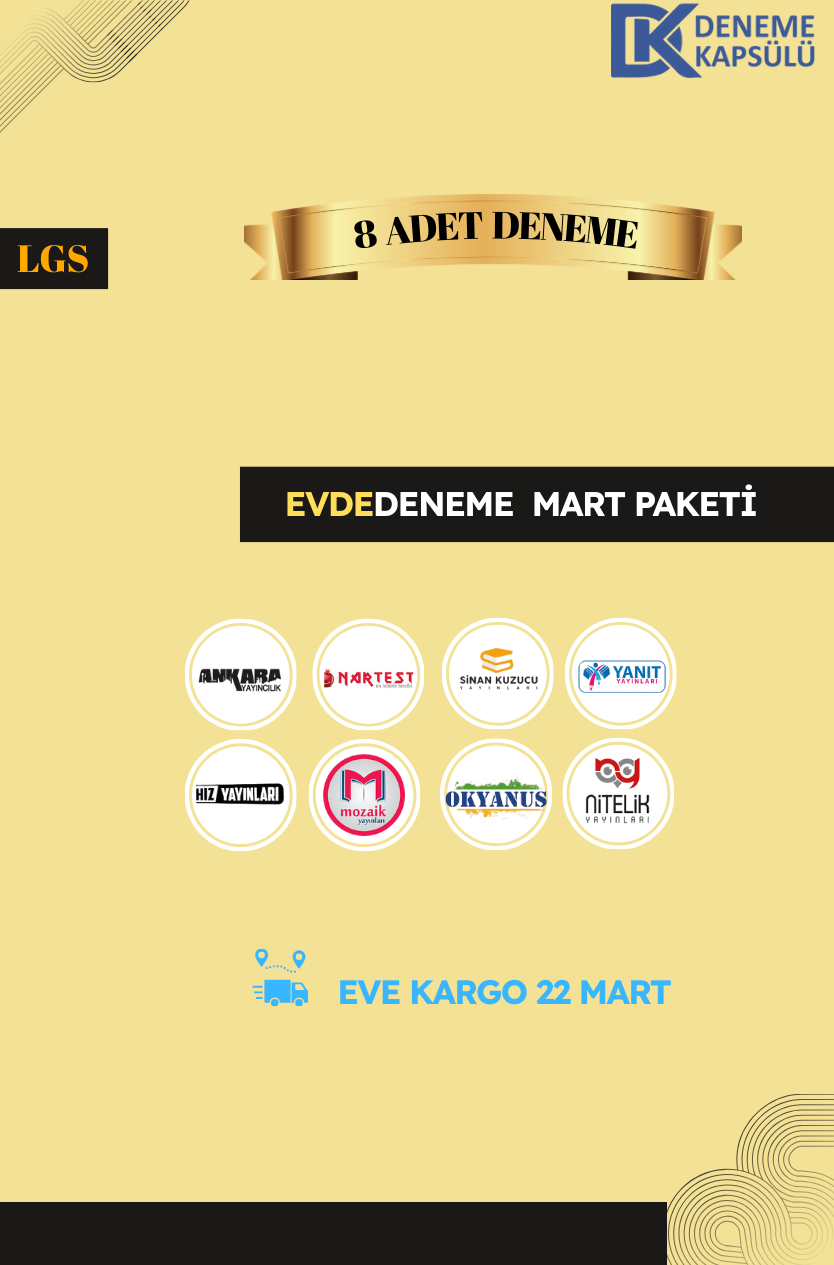 Mart Ayı Türkiye Geneli Lgs Deneme Paketi 8 Li