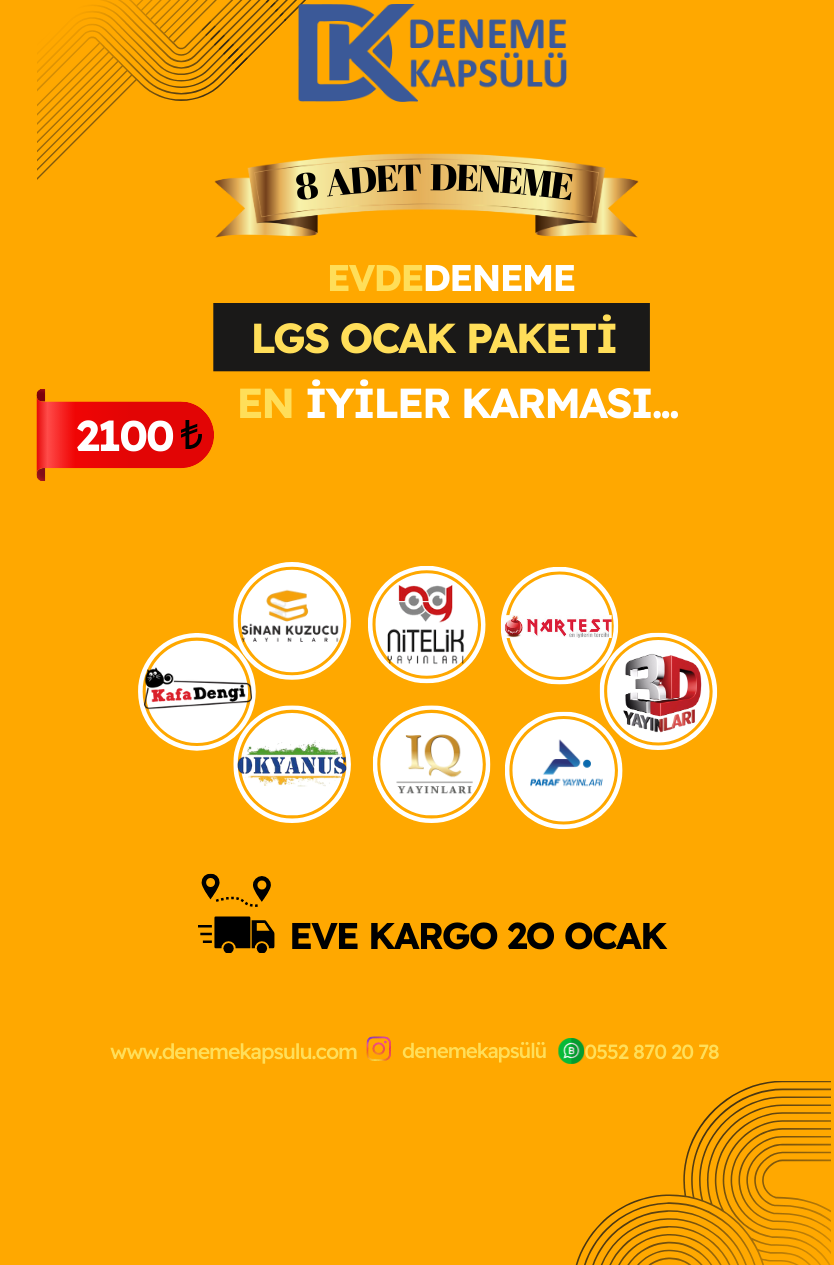 Ocak Ayı Türkiye Geneli Lgs 8 Li Deneme Paketi