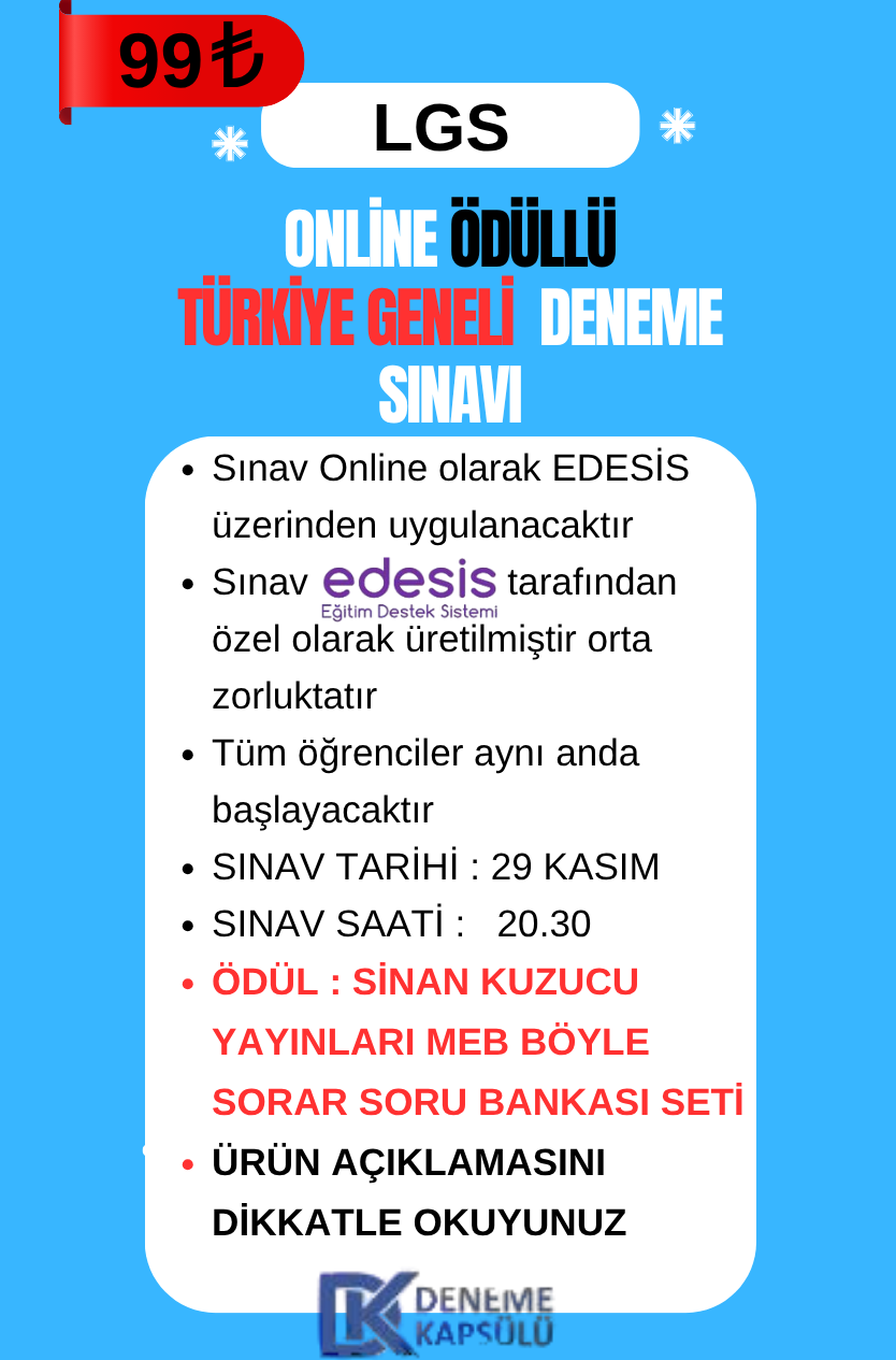Ödüllü Türkiye Geneli Lgs Online Deneme Sınavı