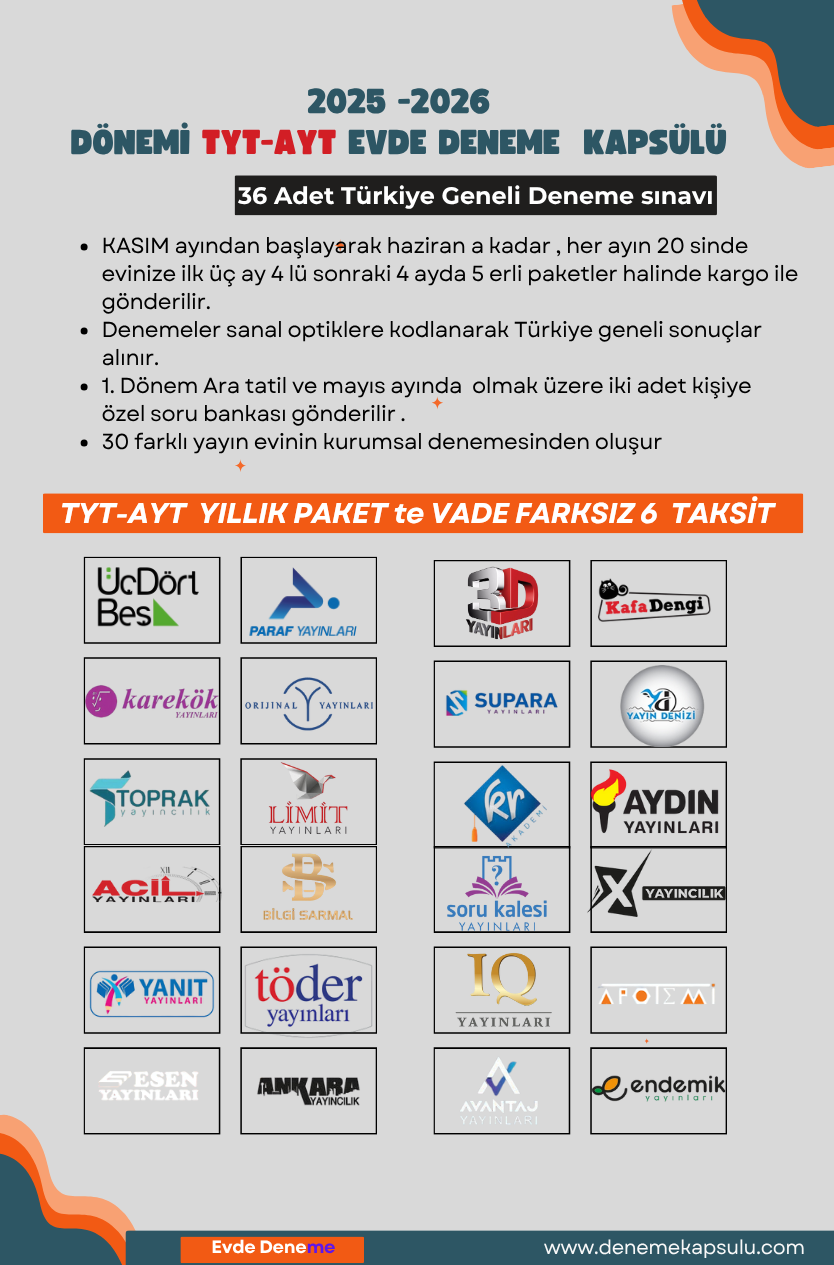 Tyt 36'lı Türkiye Geneli Deneme Paketi 2025 - 2026 + Kişiye Özel 2 Adet Soru Bankası