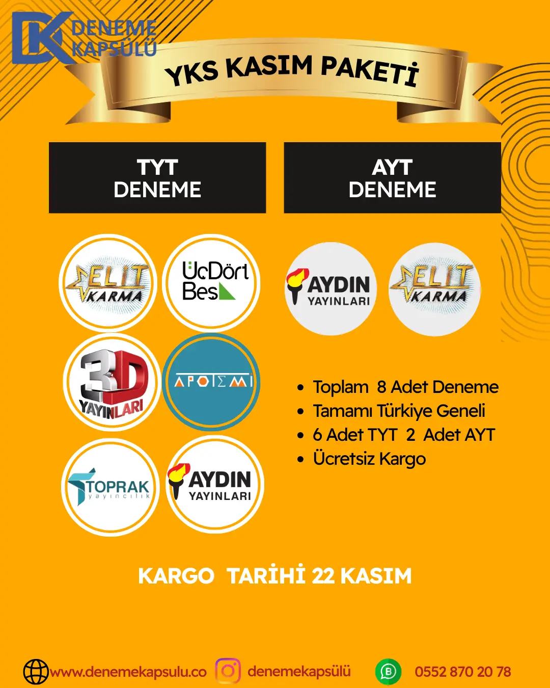 Yks Kasım Ayı Türkiye Geneli Deneme Papsülü 8li