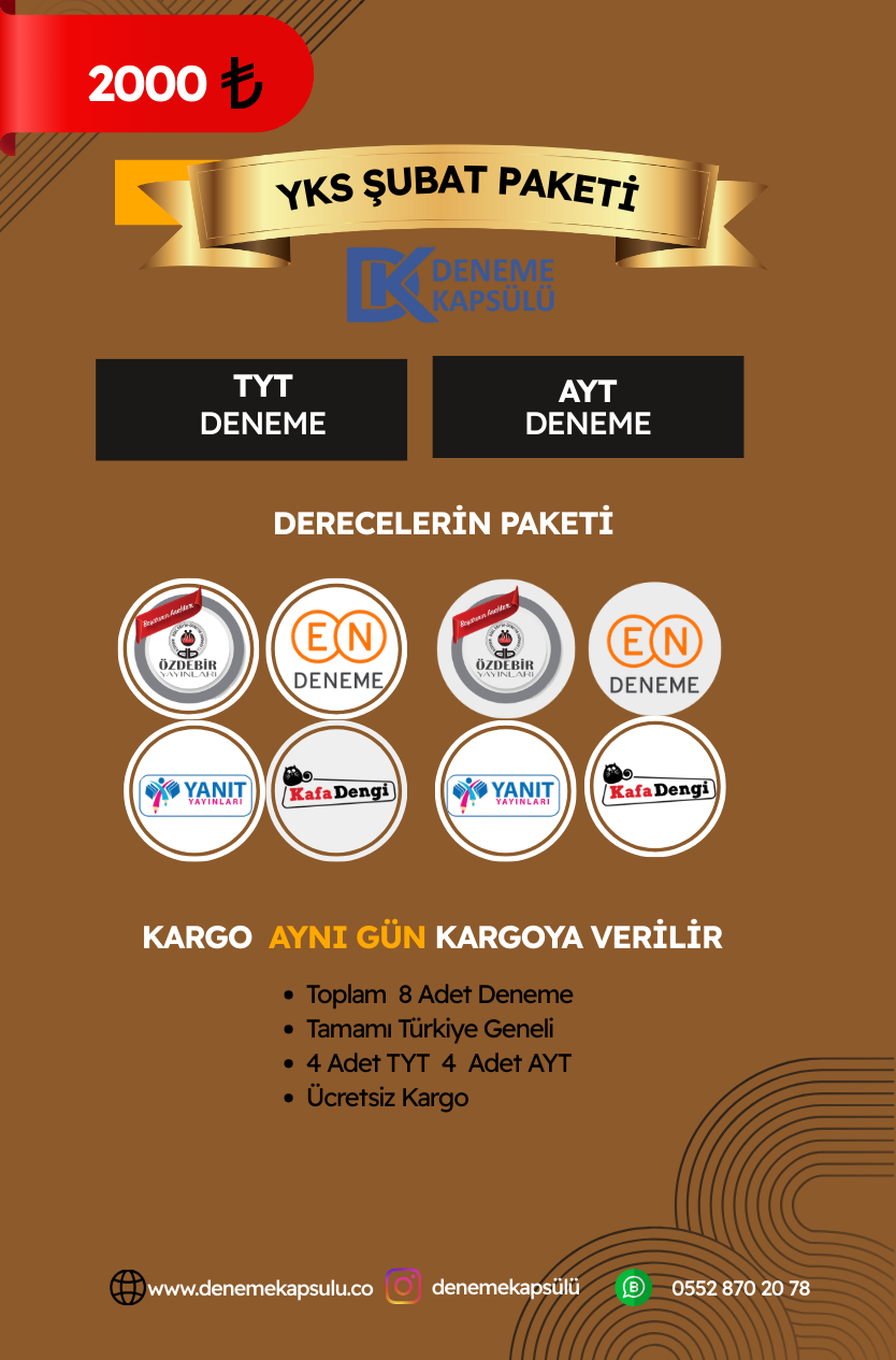 Yks Şubat Paketi 4 Tyt 4 Ayt Toplam 8 Deneme