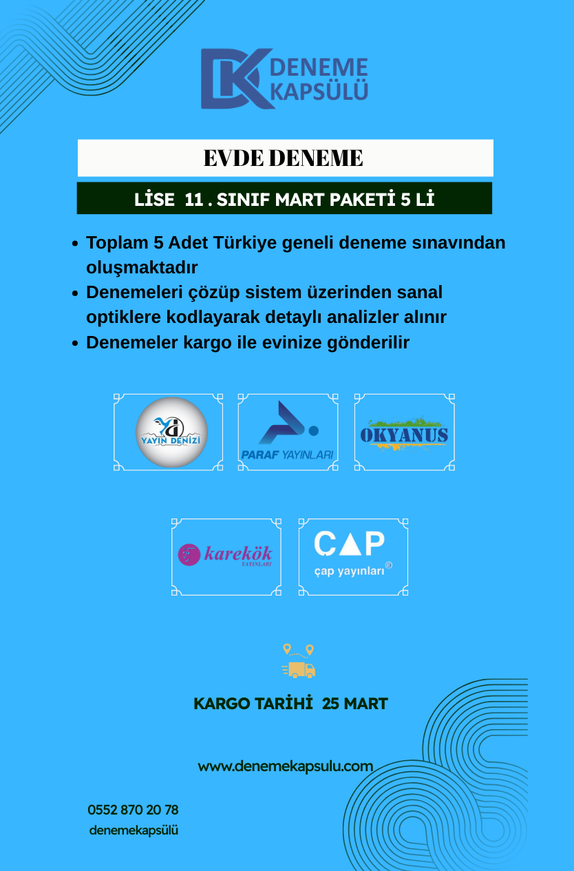 9 Sınıf Türkiye Geneli Mart Ayı Deneme Paketi