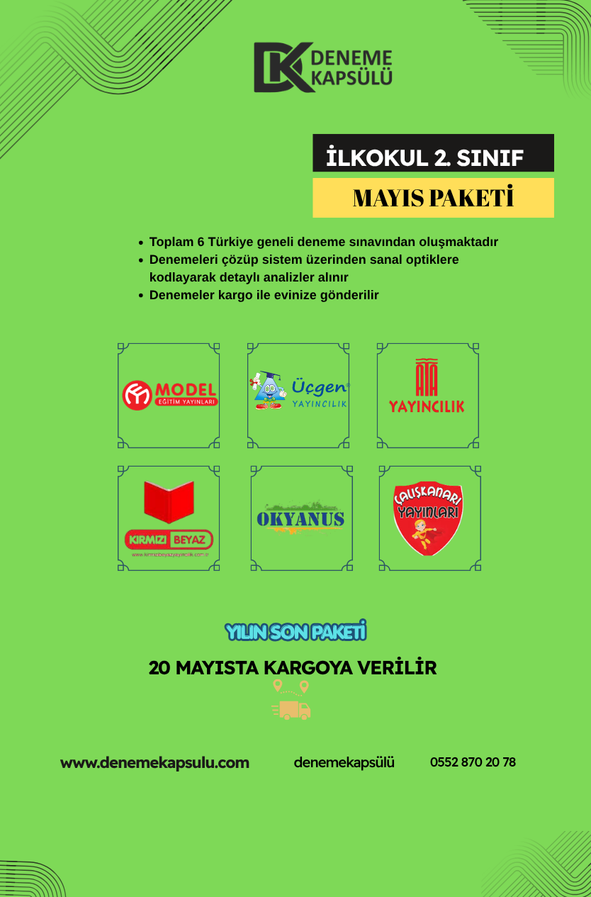 2.sınıf Türkiye Geneli Mayıs Ayı Deneme Pakati 6 Lı