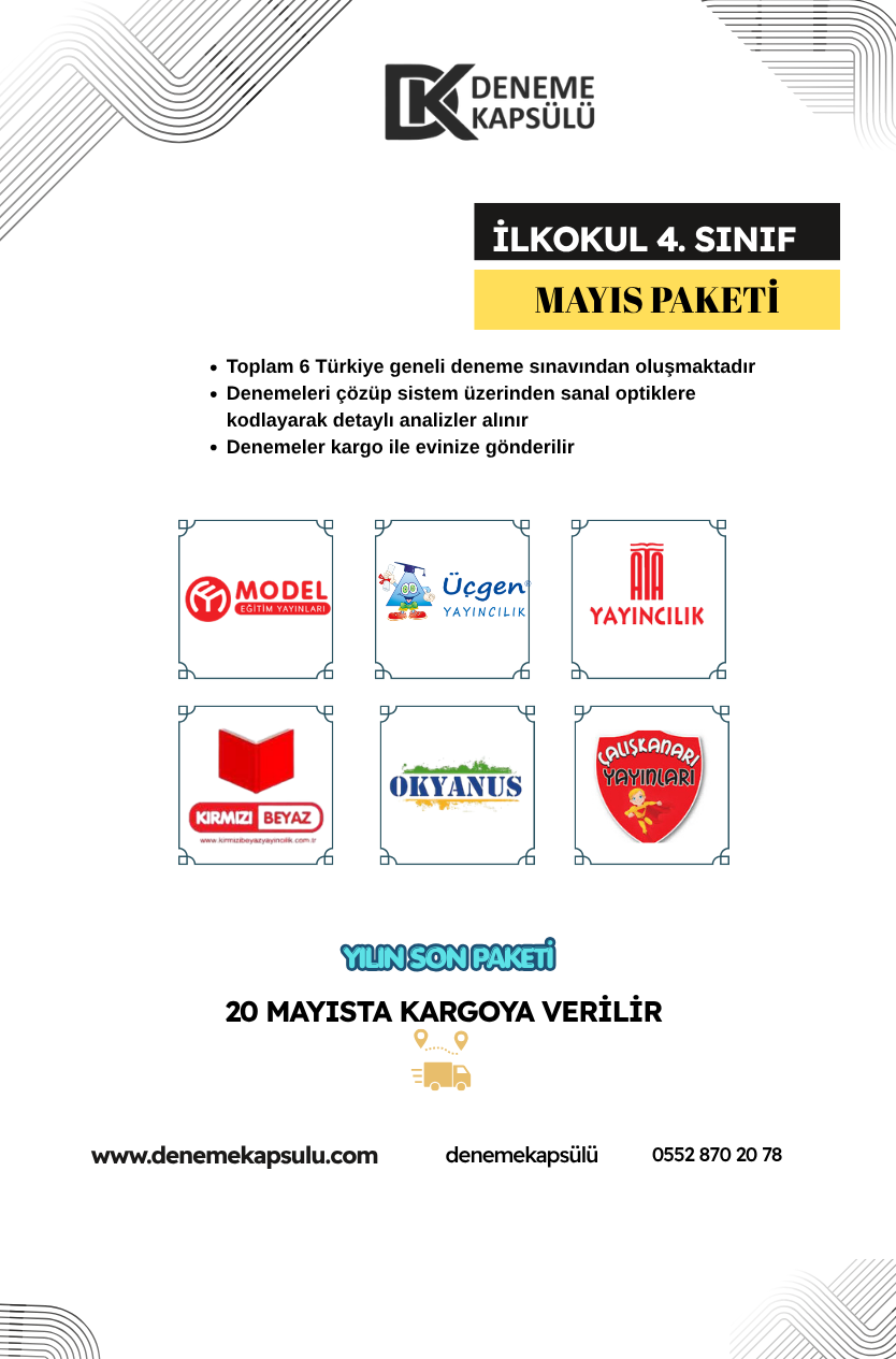 4.sınıf Türkiye Geneli Mayıs Ayı Deneme Pakati 6 Lı