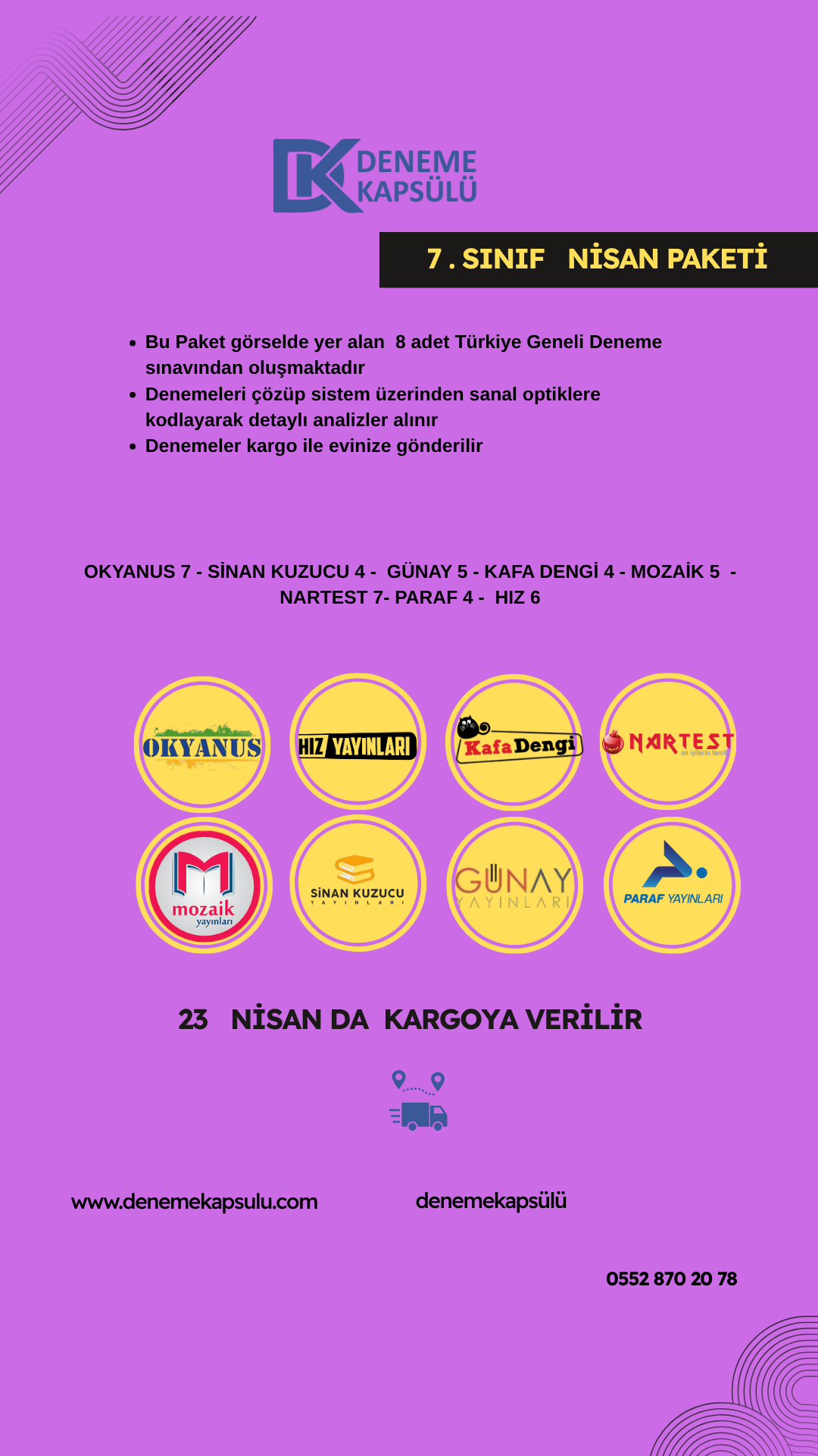 7 Sınıf Nisan Ayı Türkiye Geneli Deneme Paketi 8 Lı