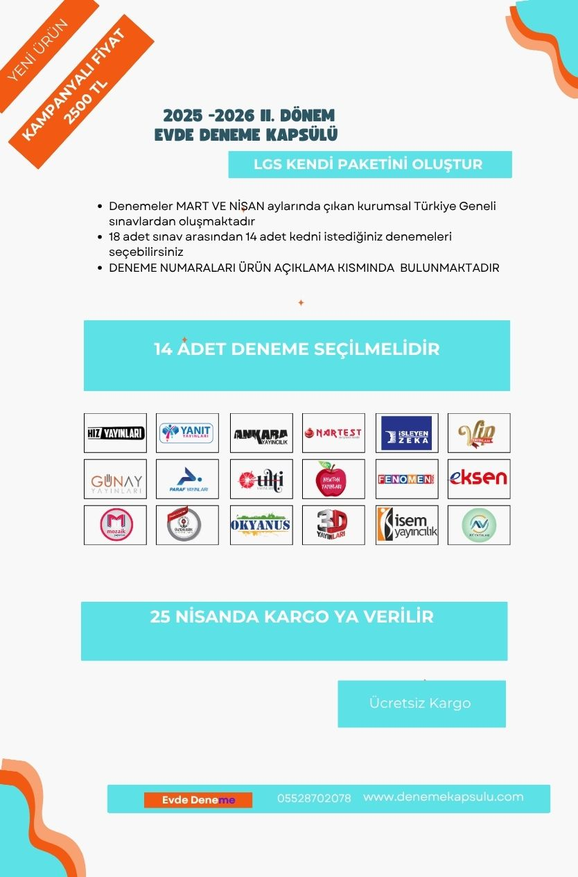 Lgs Kendi Paketini Oluştur 14 Adet Türkiye Geneli Deneme Sınavı