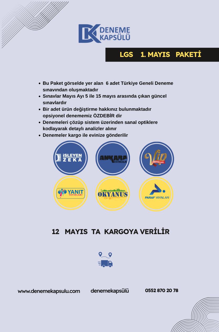Lgs Mayıs Ayı Türkiye Geneli Deneme Paketi 6 Lı