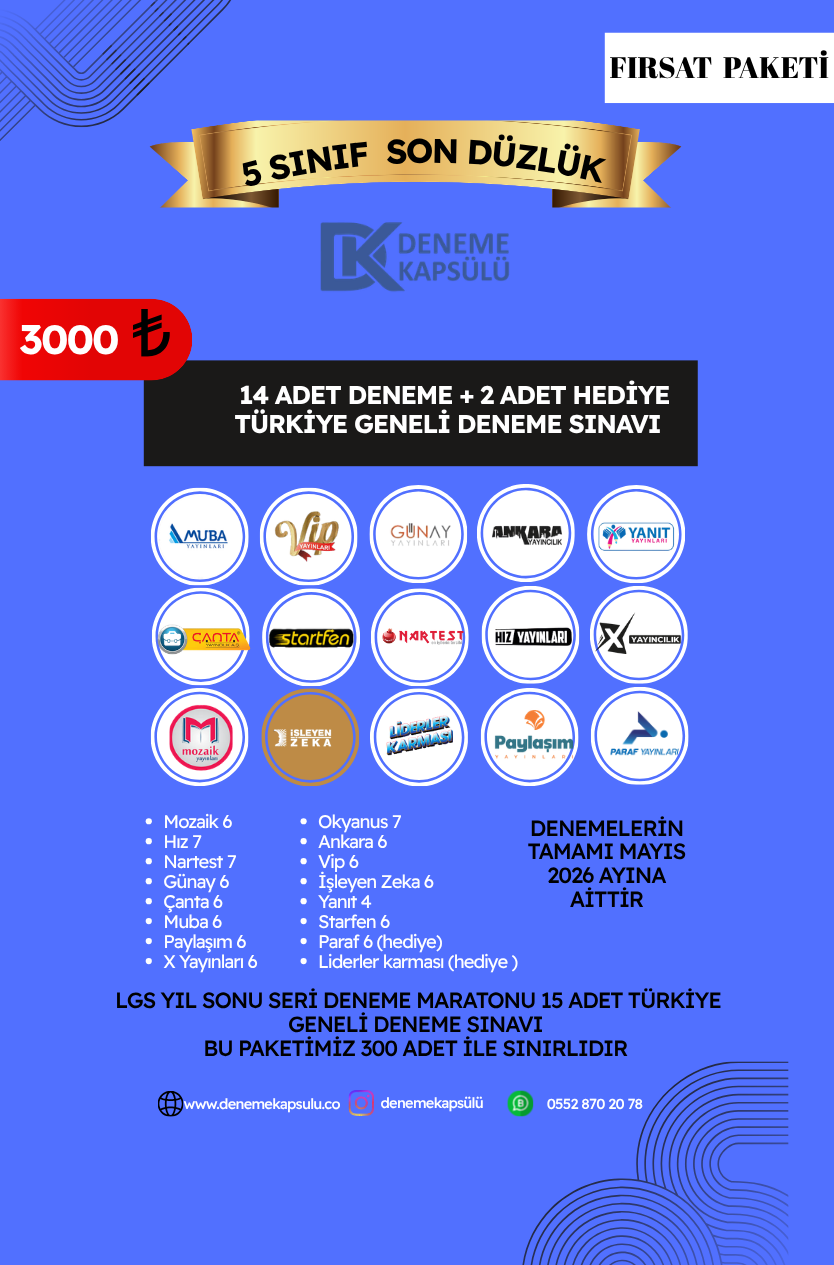 5 Sınıf 14 Lü Türkiye Geneli Son Düzlük Paketi
