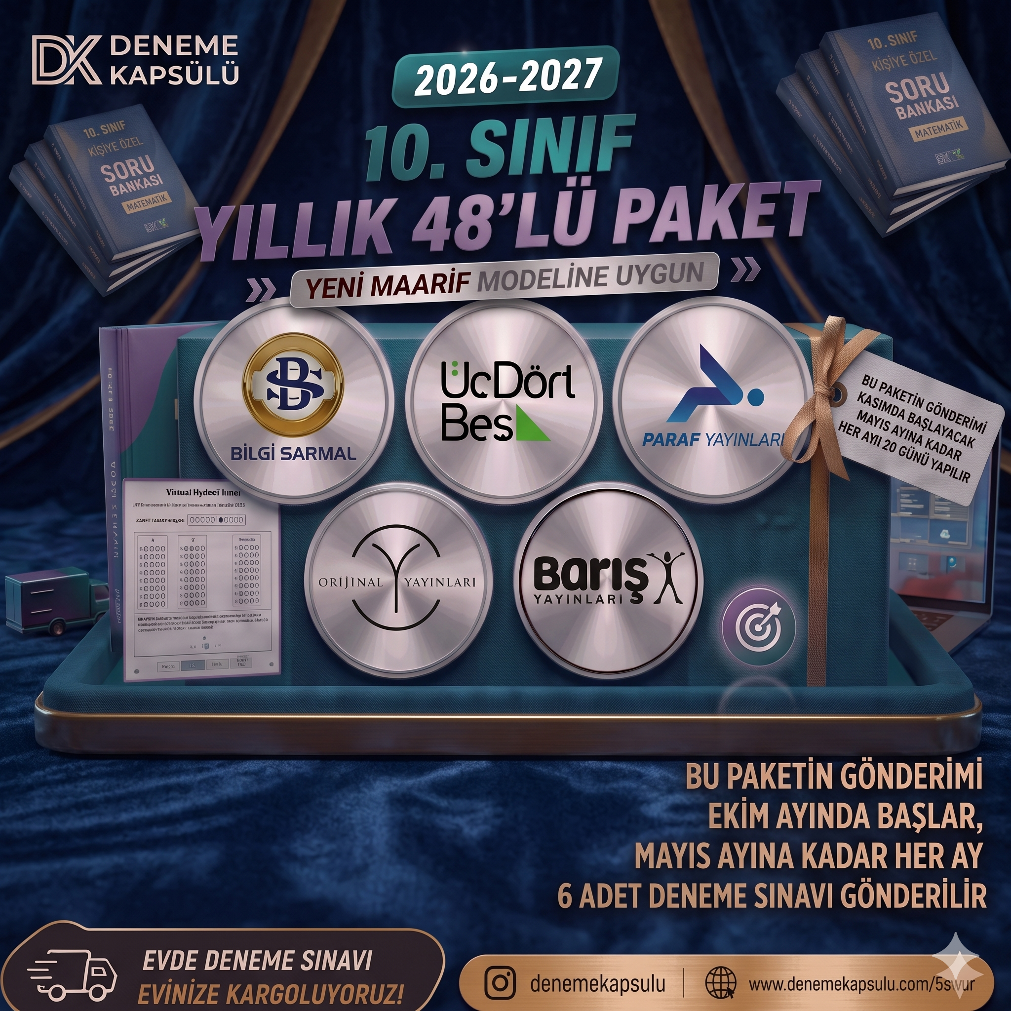 2026 - 2027 10 Sınıf Yıllık Deneme Kulübü 48 Li + Bir Adet Kişiye Özel Soru Bankasıkıredi Kartına Vade Farksız 4 Taksit
